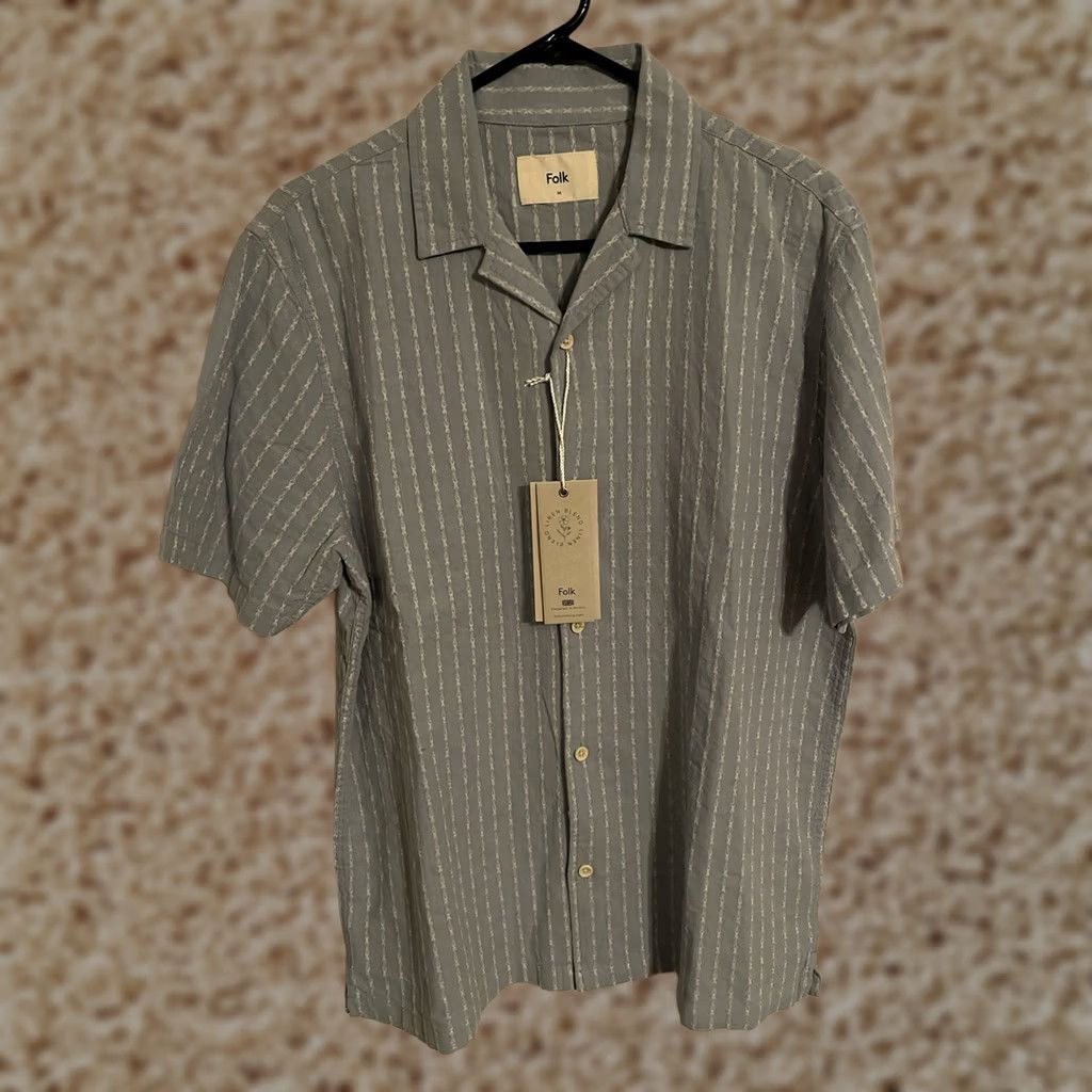 Folk Folk Harris S/S Button-Up Hawaiian Shirt Linen Blend Light Blue - Men's M - New Size US M / EU 48-50 / 2 - 1 Thumbnail