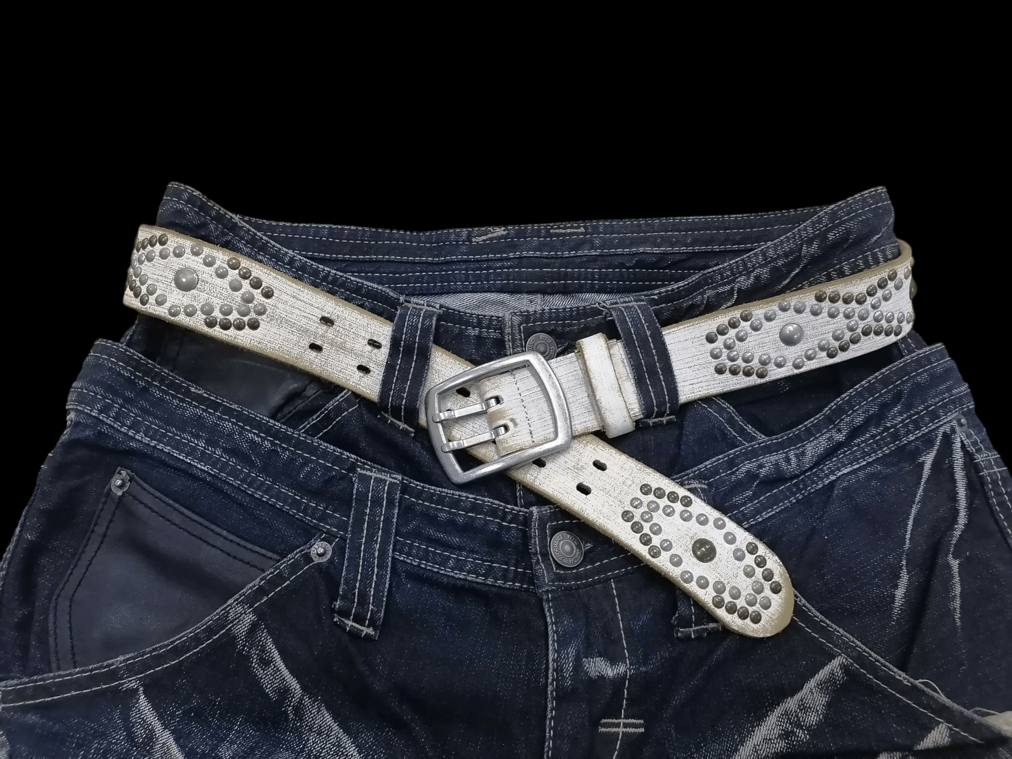 Genuine Leather × Japanese Brand Japan Leather Craft Double Barrel Native Studded Belts Size ONE SIZE - 1 Thumbnail