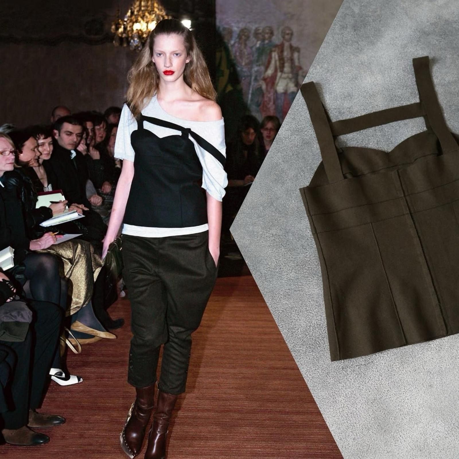 Miu Miu F/W 2006 Miu Miu Runway Wool Corset Cropped Top Size XS Size XS / US 0-2 / IT 36-38 - 1 Thumbnail