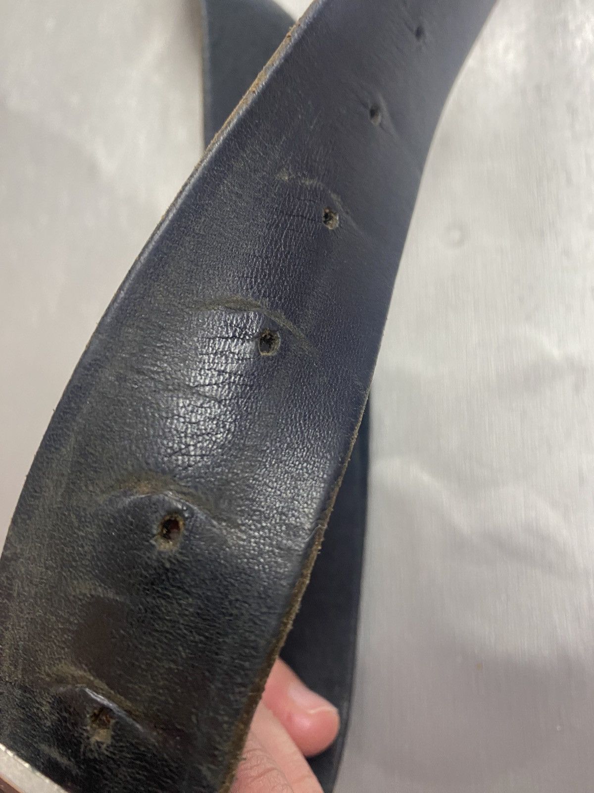 Vintage Leather belt with metal buckle Size ONE SIZE - 7 Thumbnail