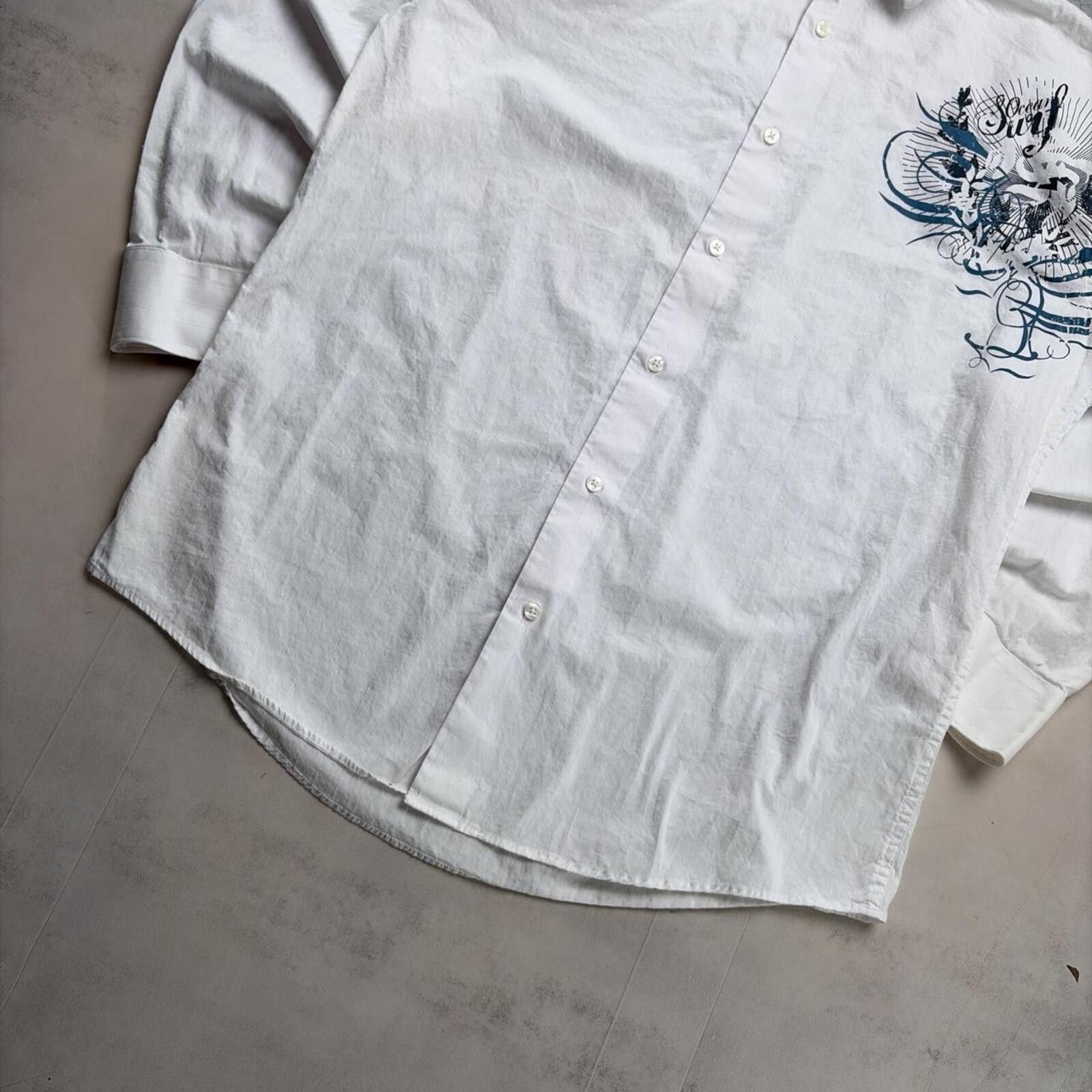 Other Y2K Ocean Surf Grunge Distressed Long Sleeve Button Up Shirt Size US L / EU 52-54 / 3 - 3 Thumbnail