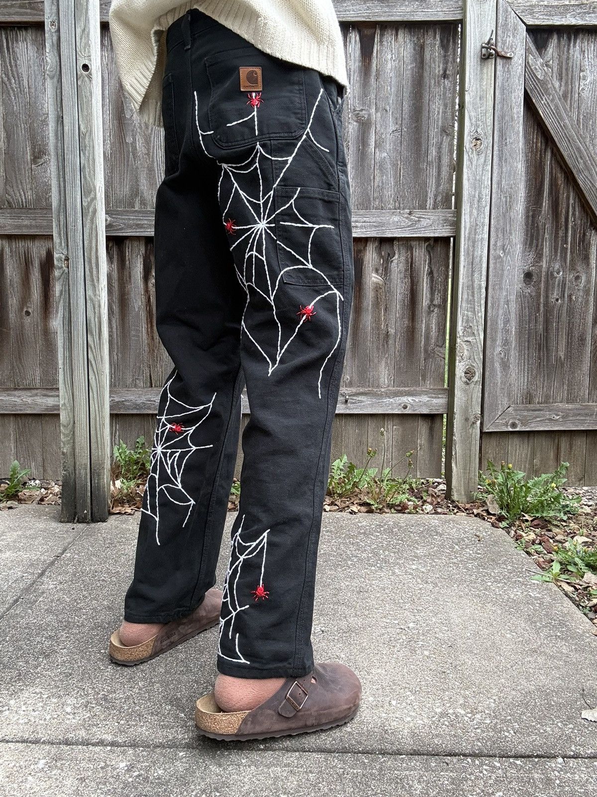 Carhartt Custom Rework Carhartt Black Jeans - Embroidered Spider Web Size US 28 / EU 44 - 4 Thumbnail