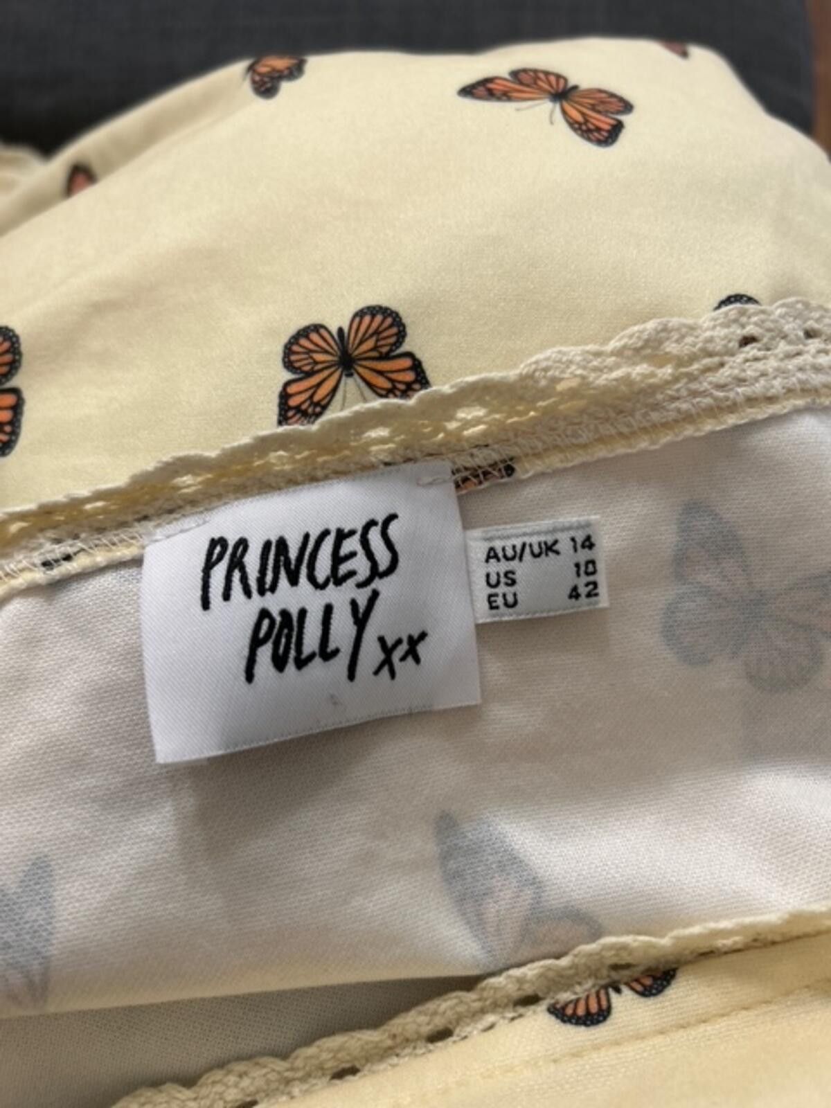 Other Princess Polly Yellow Butterfly Print Skirt Size AU 14 / US Size 32" / US 10 / IT 46 - 3 Thumbnail
