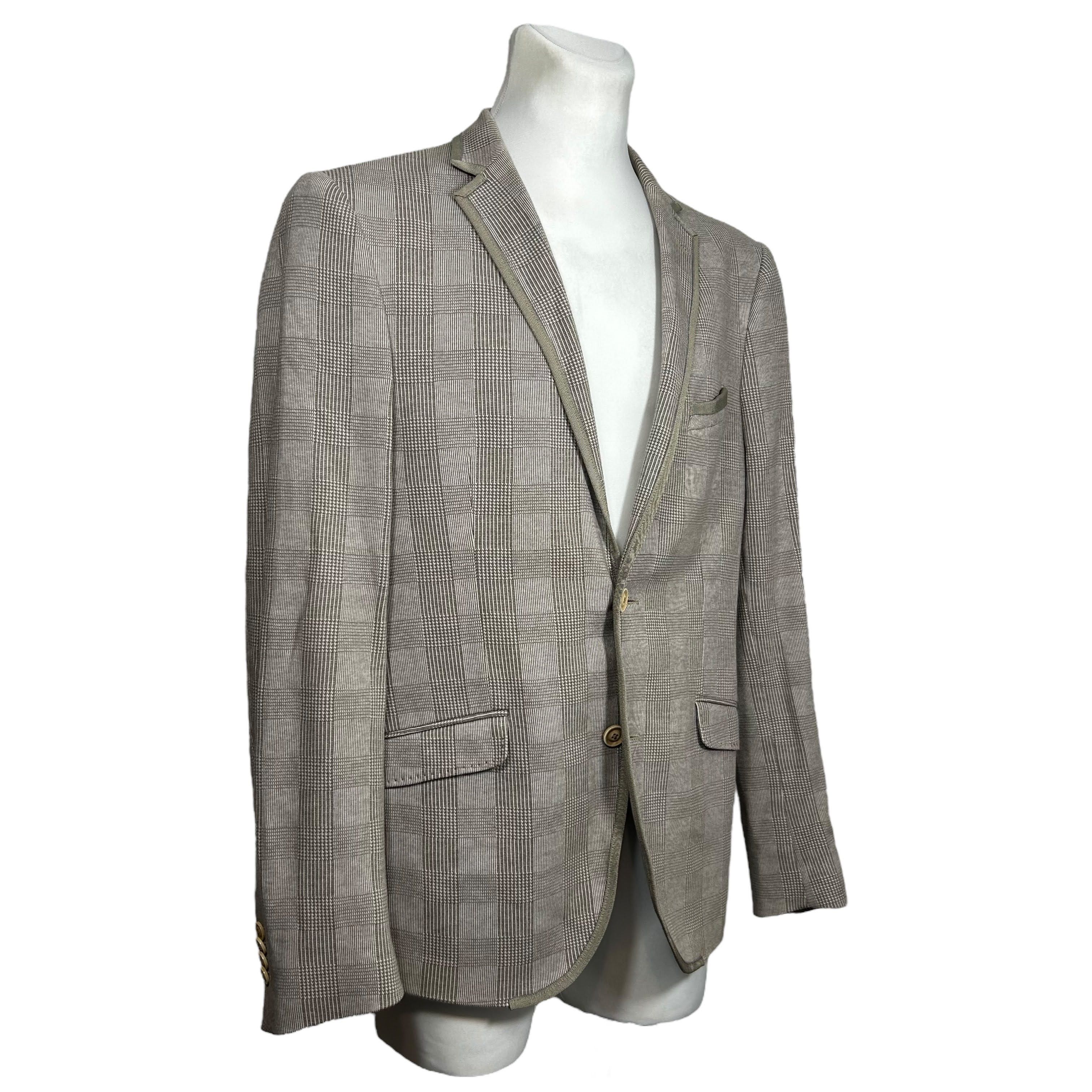 Etro Milano Gray Check New Jersey Cotton Blazer Slim 52