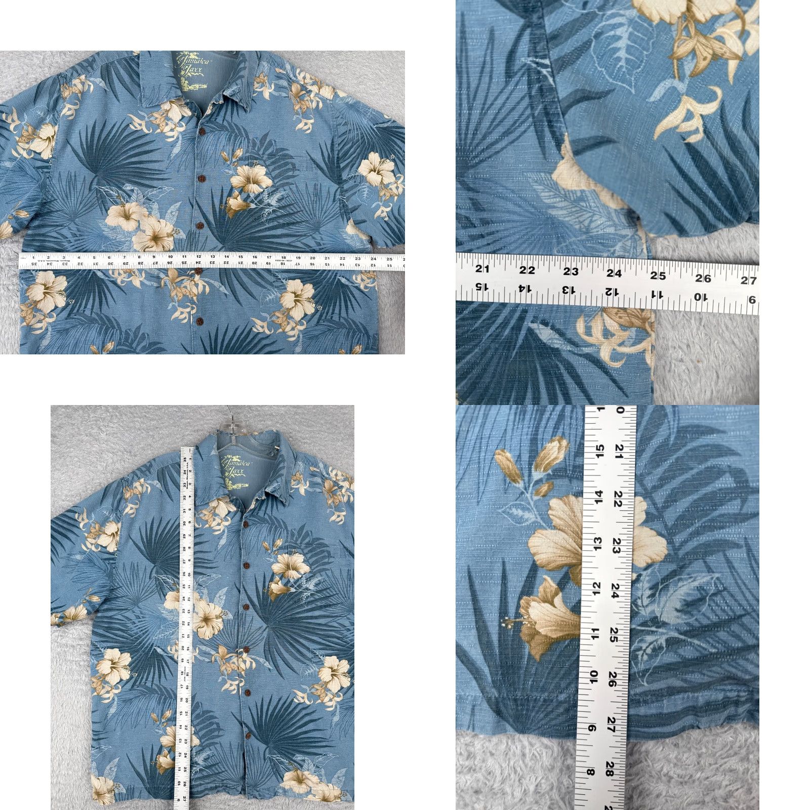 Vintage Jamaica Jaxx Shirt Men XL Blue Floral Leaf Silk Button-Up Hawaiian Aloha Beach Resort 90s Style Mens Size US XL / EU 56 / 4 - 8 Thumbnail