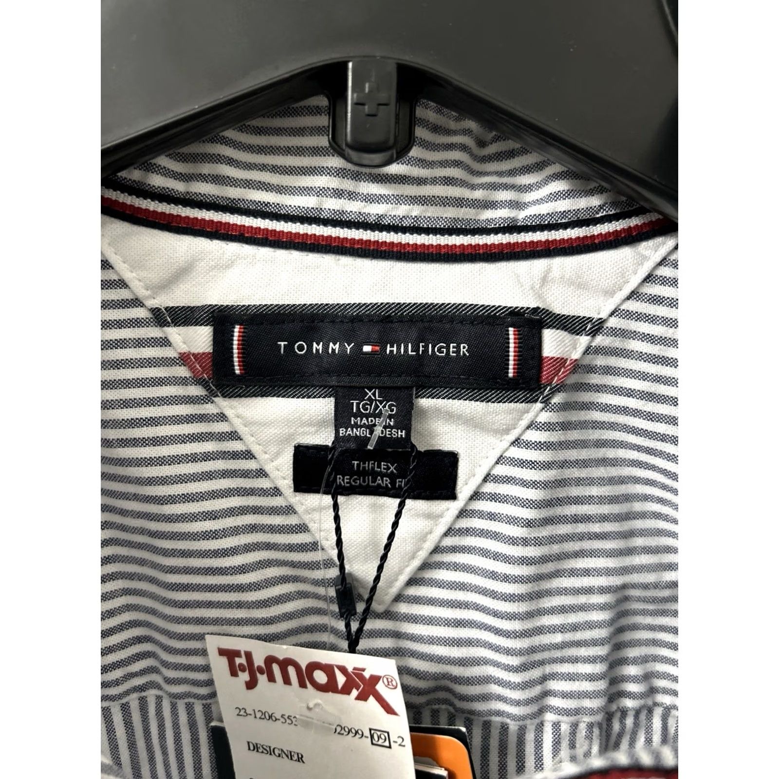 Tommy Hilfiger Tommy Hilfiger Oxford Shirt Mens XL Blue White Stripe THFlex Regular L/S NWT Button-Down Collar Embroidered Flag Chest Casual Business Size US XL / EU 56 / 4 - 5 Thumbnail