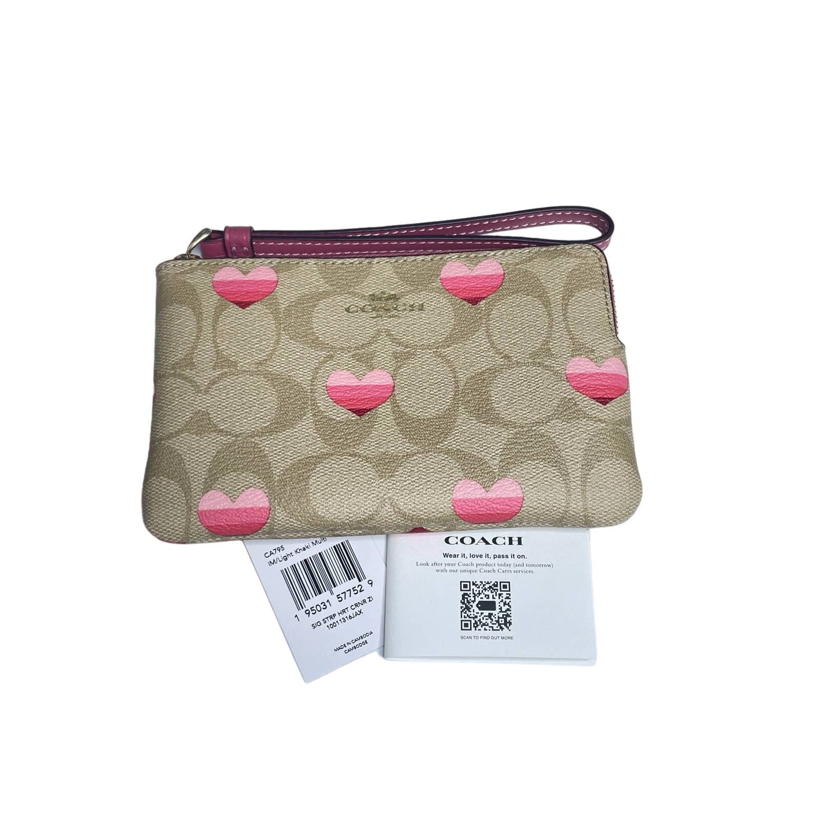 Coach Coach Corner Zip Wristlet In Signature Canvas Heart Size ONE SIZE - 2 Thumbnail