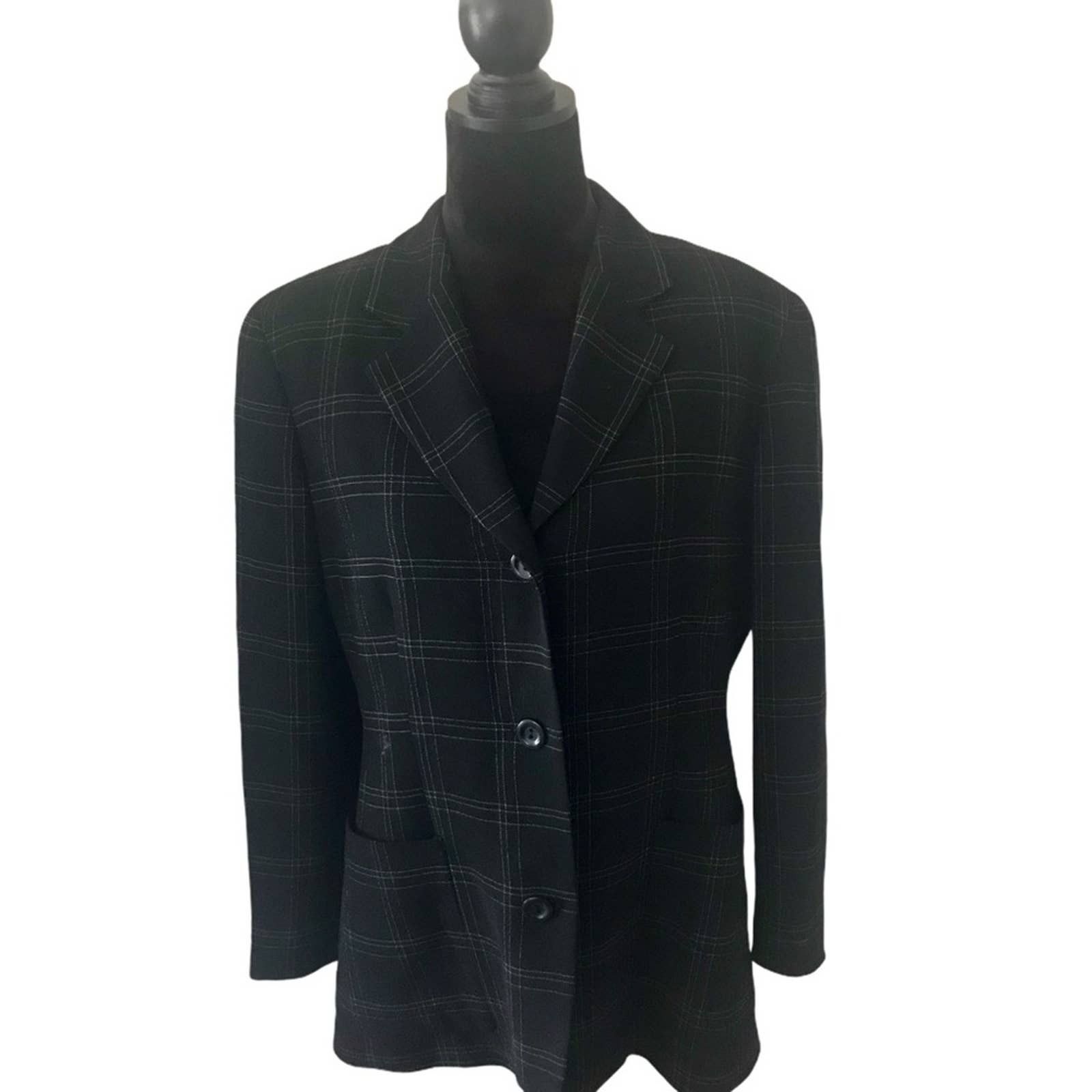 Image of Vintage Emanuel Emanuel Ungaro Striped Black Blazer Size 12, Women's