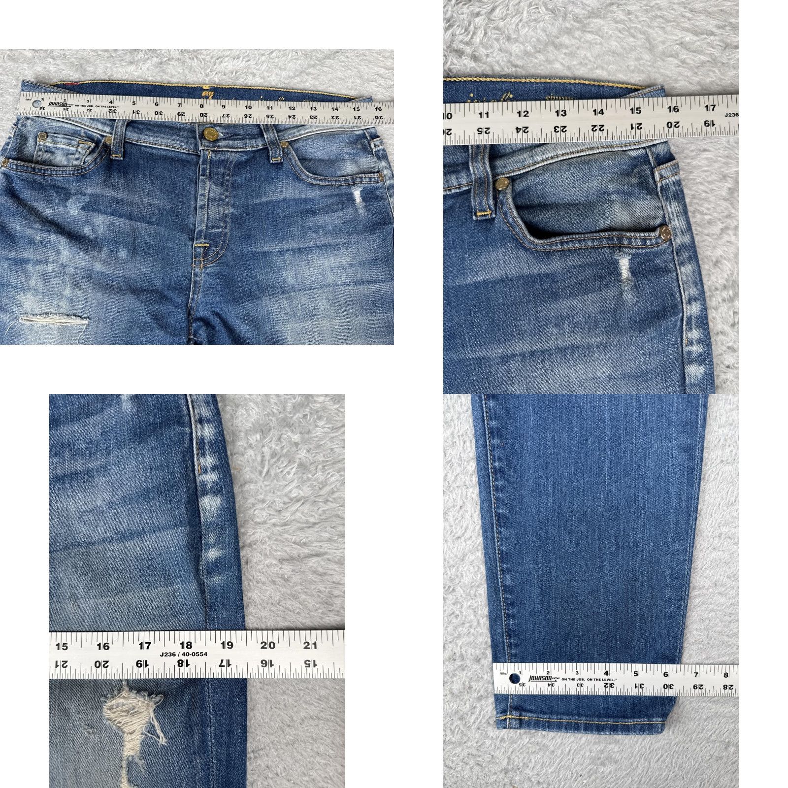 7 For All Mankind 7 For All Mankind Jeans Womens 30x28 Blue Josefina Skinny Boyfriend Distressed Size 30" / US 8 / IT 44 - 9 Thumbnail