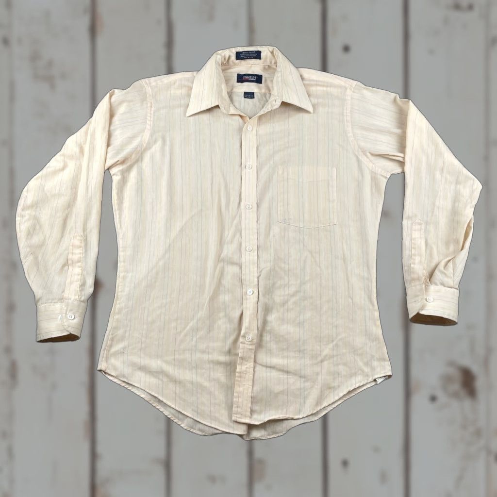 Vintage VINTAGE Stratum Perma Prest Long Sleeve Button Up Shirt 15.5 Large Made In USA Size US L / EU 52-54 / 3 - 1 Thumbnail