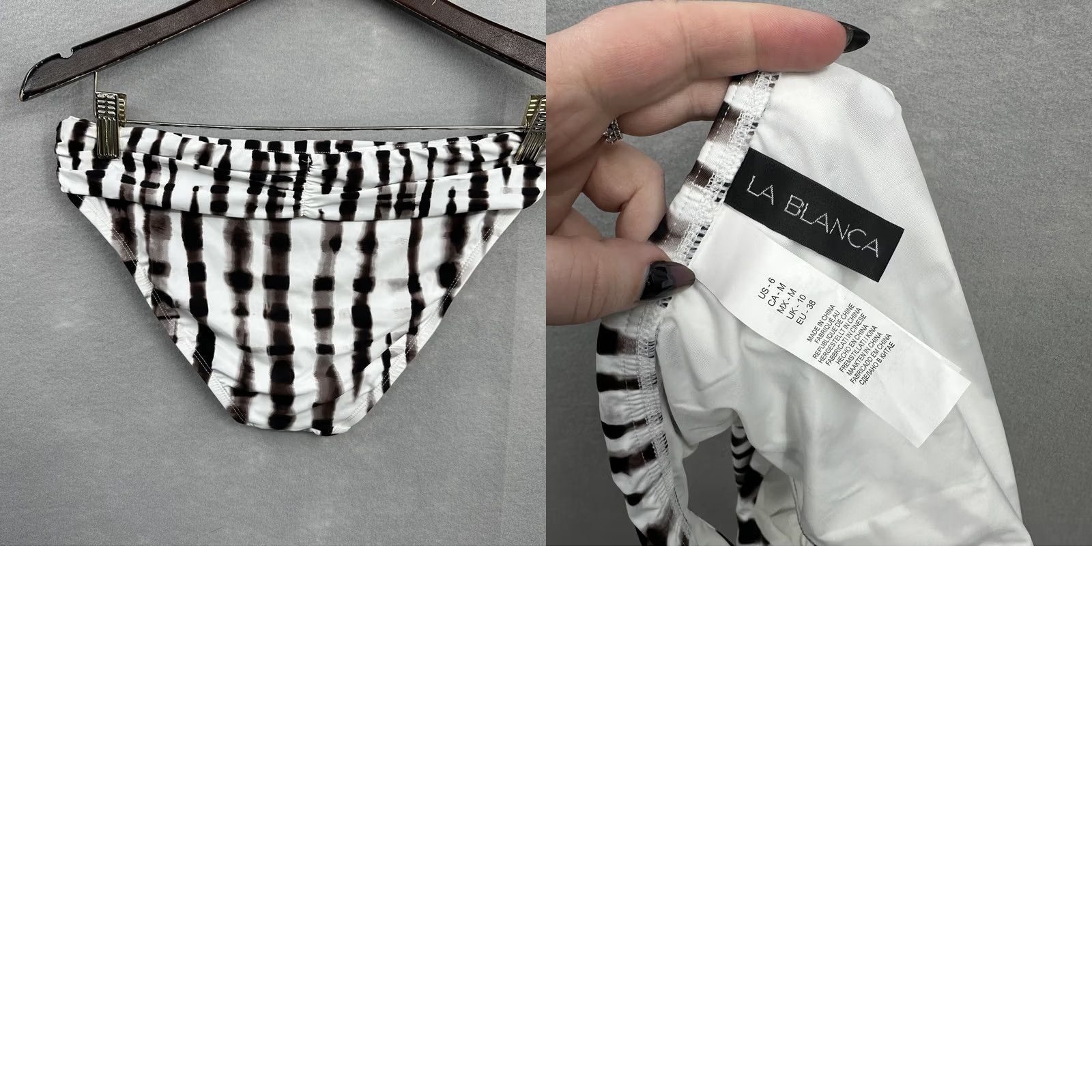 Vintage La Blanca Swim Bikini Bottom Striped Hipster Ruched Animal Instinct 6 Womens Size 28" / US 6 / IT 42 - 8 Thumbnail