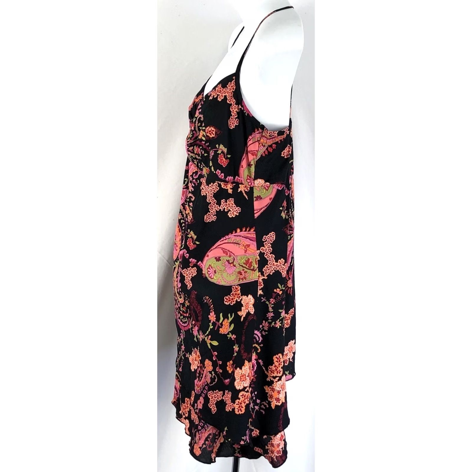 Vintage VINTAGE John Paul Richard Tank mini dress M black pink paisley ruched sweetheart halter sleeveless mini dress Size M / US 6-8 / IT 42-44 - 2 Thumbnail
