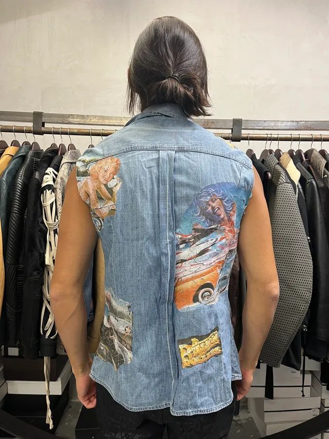 Designer × Dolce & Gabbana × Vintage AW2004 Dolce & Gabbana Blue Printed Sleeveless Denim Vest Size US M / EU 48-50 / 2 - 3 Thumbnail
