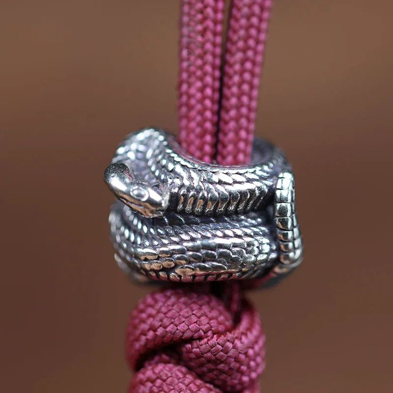 Handmade 3Pcs Rattlesnake Knife Beads Paracord Bead Zipper Umbrella Size ONE SIZE - 1 Thumbnail