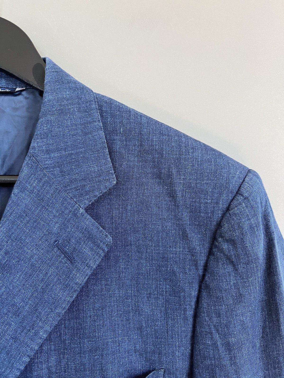 Canali CANALI Luxury Three Buttons Linen Blue Classic Sport Blazer Size 50R - 7 Thumbnail