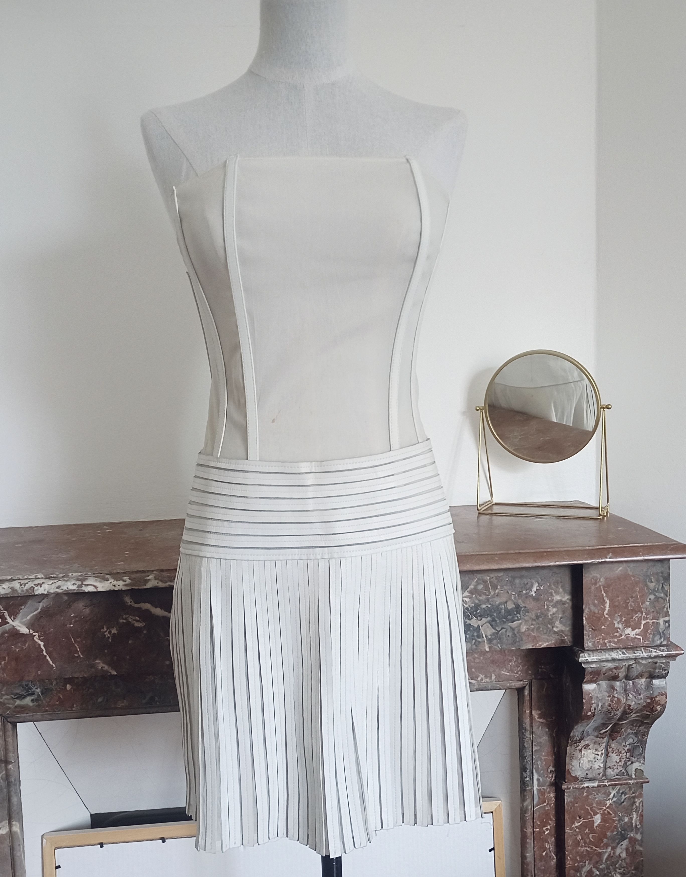 Japanese Brand × Jitrois Jean-Claude Jitrois leather and silk suit skirt bustier Size XS / US 0-2 / IT 36-38 - 1 Thumbnail