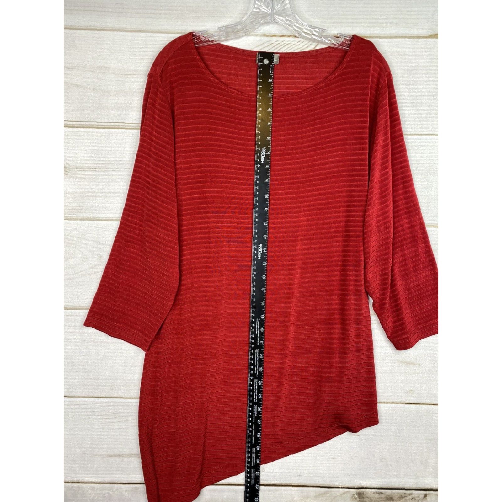 Vintage Chico's Traveler Top Blouse Womens XL Red Striped Knit 3/4 Sleeve Round Neck Pullover Casual Size XL / US 12-14 / IT 48-50 - 4 Thumbnail