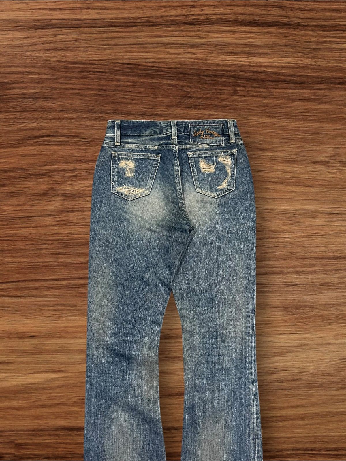 Japanese Brand × Johnbull Vintage Japanese Brappers Distressed Blue Washed Flare Jeans Size 28" / US 6 / IT 42 - 6 Thumbnail