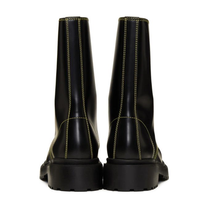 Balenciaga Black Leather Lace Up Combat Boots Size 7/40 Size US 7 / EU 40 - 4 Thumbnail