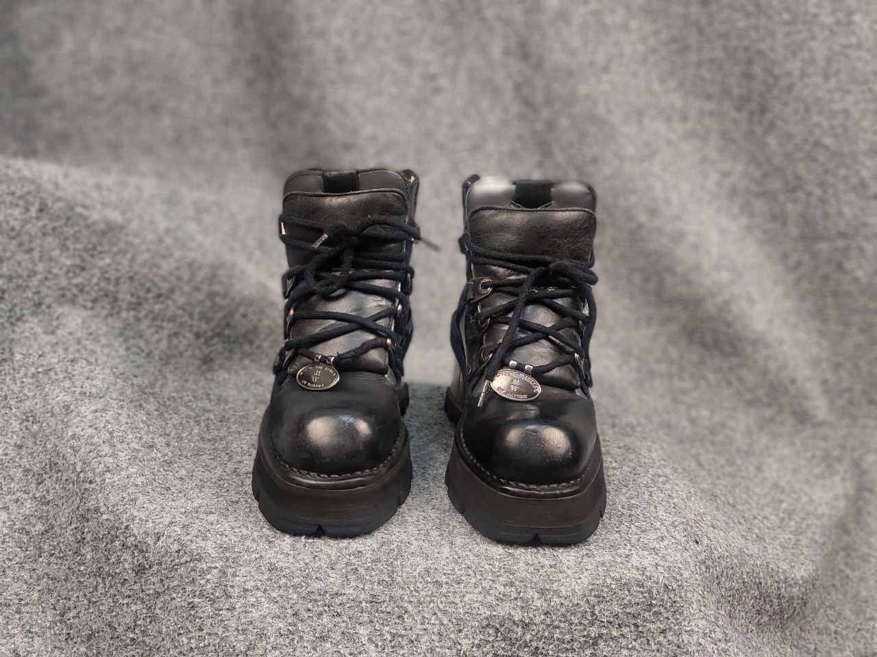New Rock New Rock Black Leather metallic heel with hole lace Boots Size US 10 / IT 40 - 7 Thumbnail