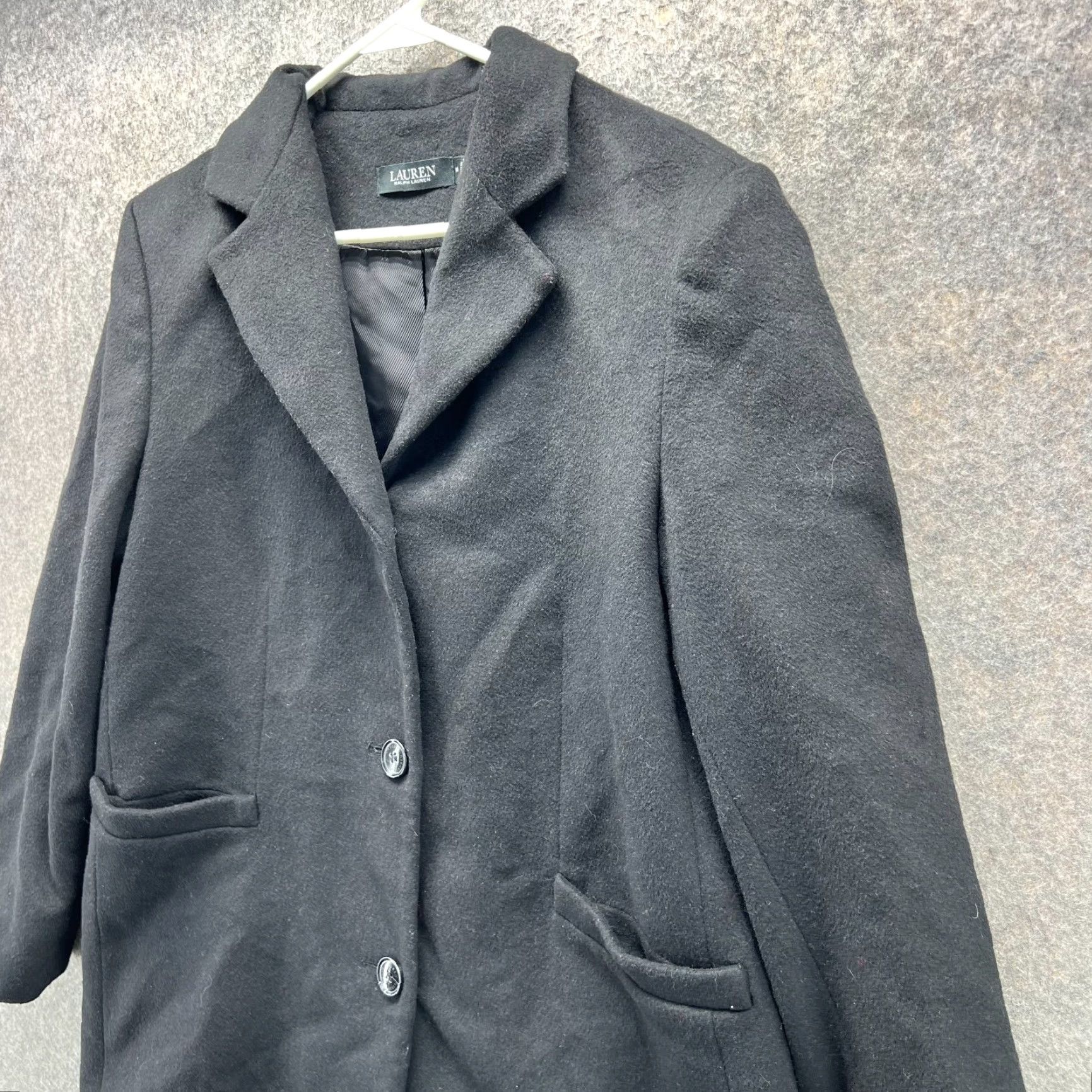 Ralph Lauren VINTAGE Lauren Ralph Lauren Trench Coat Jacket Womens 14 Black Label Wool Long Sleeve Button Logo All Seasons Fall Winter Spring，以 Size XL / US 12-14 / IT 48-50 - 6 Thumbnail