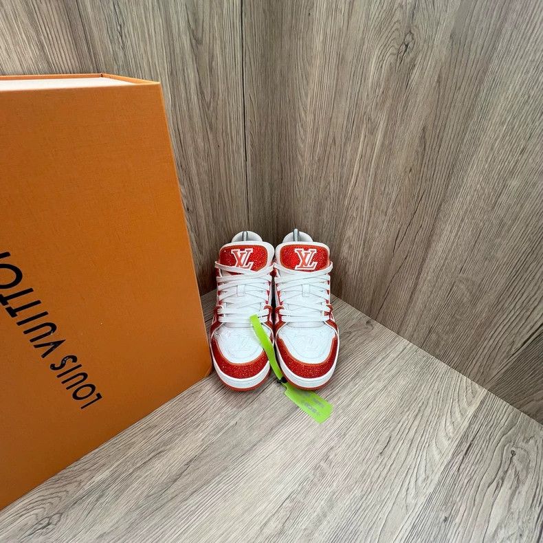 Louis Vuitton Louis Vuitton Trainer white orange rhinestone board shoes Size US 5.5 / EU 38 - 2 Thumbnail