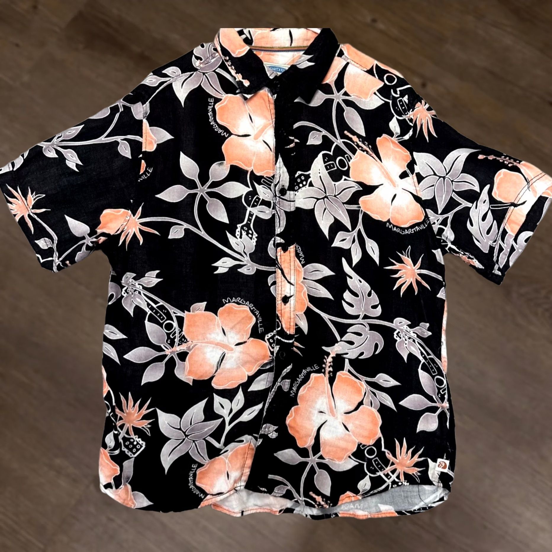 Vintage Margaritaville Button Up Shirt Mens Large Black Hawaiian Cotton Short Sleeve Floral 48 Chest Size US L / EU 52-54 / 3 - 1 Thumbnail
