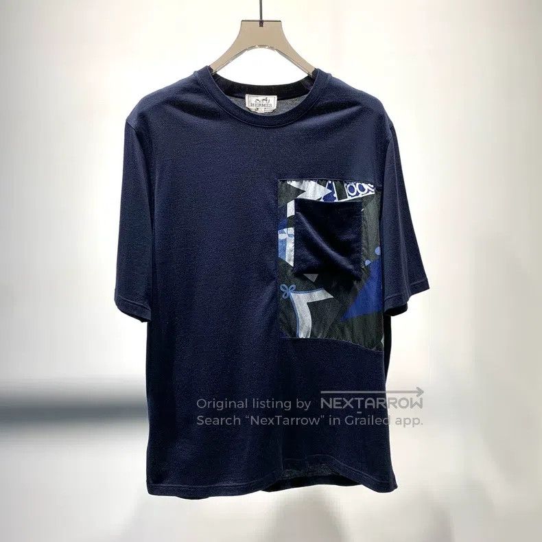 Hermes Printed Pocket Cotton Short Sleeve T-Shirt