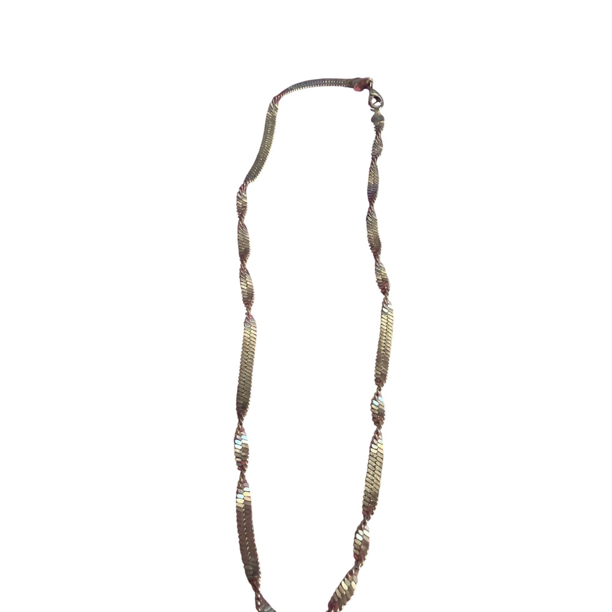 Other Vintage Twisted Silver Tone Herringbone Chain Necklace Signe Size ONE SIZE - 3 Thumbnail