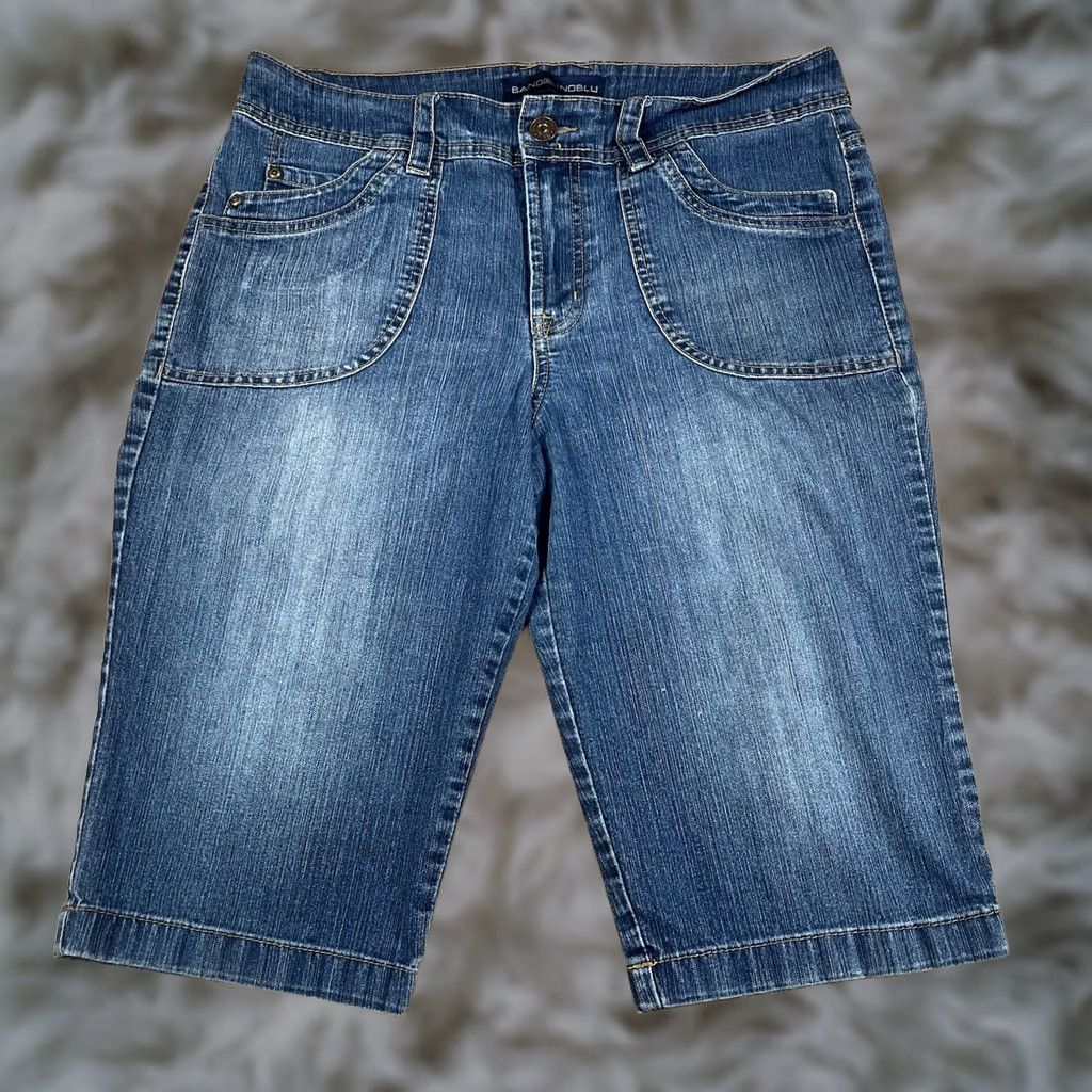 Vintage Bandolinoblu Jeans Capri Womens 12 Stretch Crop Denim Shorts Flat Front Pockets Blue Size 34" / US 12 / IT 48 - 1 Thumbnail