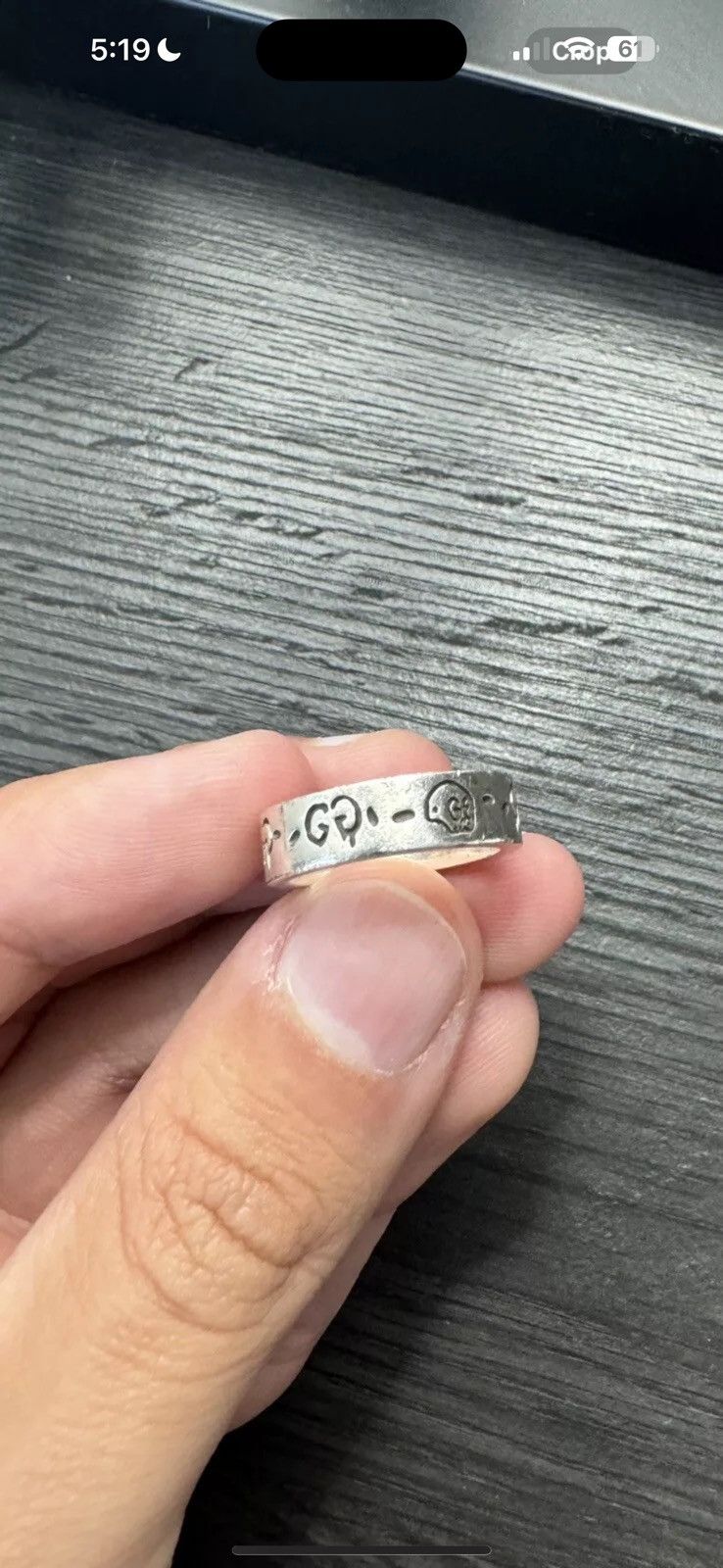 Gucci Ghost Ring In Silver Size 16