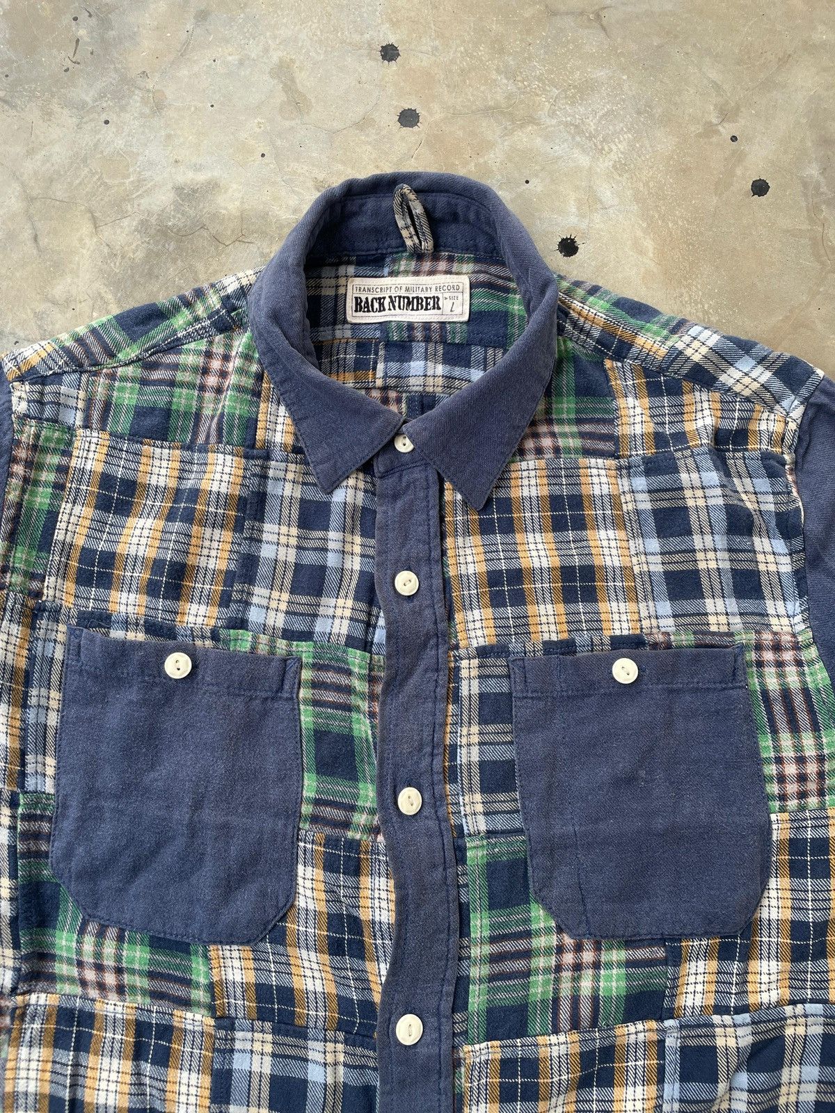 Japanese Brand Back Number Flannel Patchwork Plaid Check Longsleeve Shirt Size US L / EU 52-54 / 3 - 3 Thumbnail