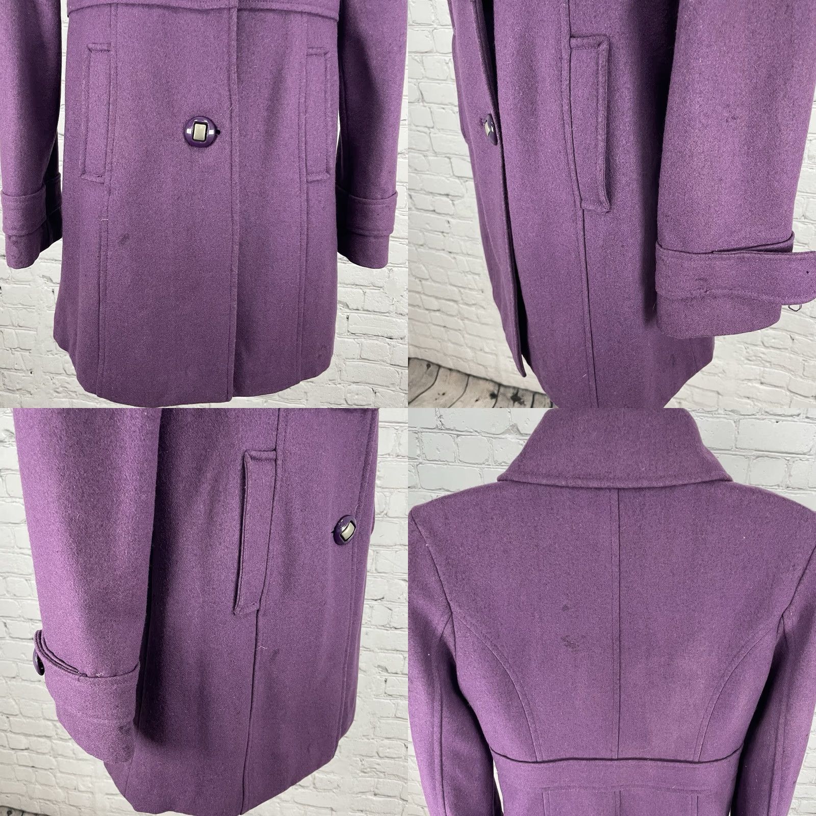 Vintage VINTAGE Tulle Anthropologie Purple Wool Blend Collared Lined Overcoat Medium M Women Coat Size M / US 6-8 / IT 42-44 - 10 Thumbnail