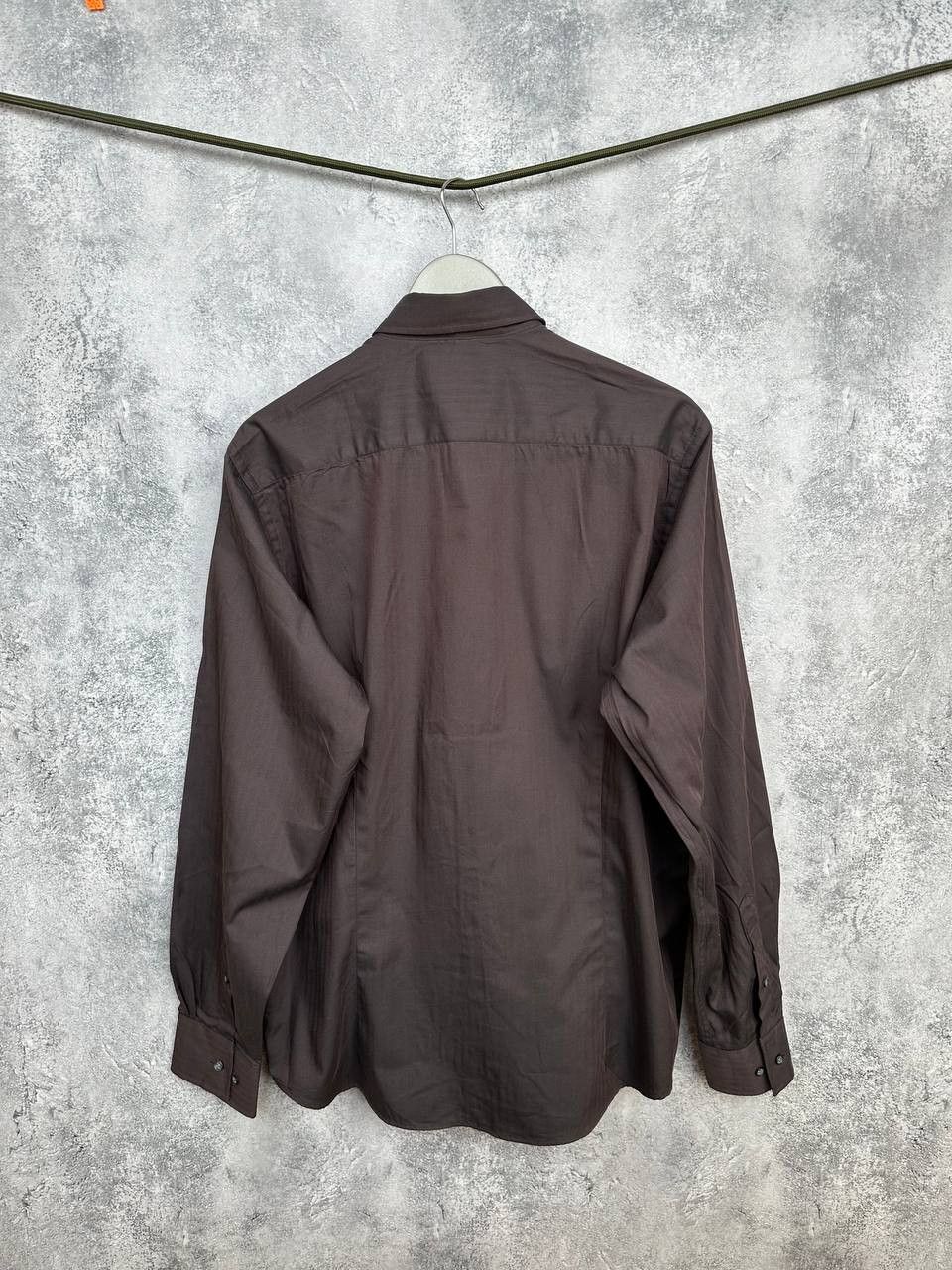 Other NWT Yorn Striped Button Up Shirt Brown LS Poplin Soft Cotton Size US L / EU 52-54 / 3 - 2 Thumbnail