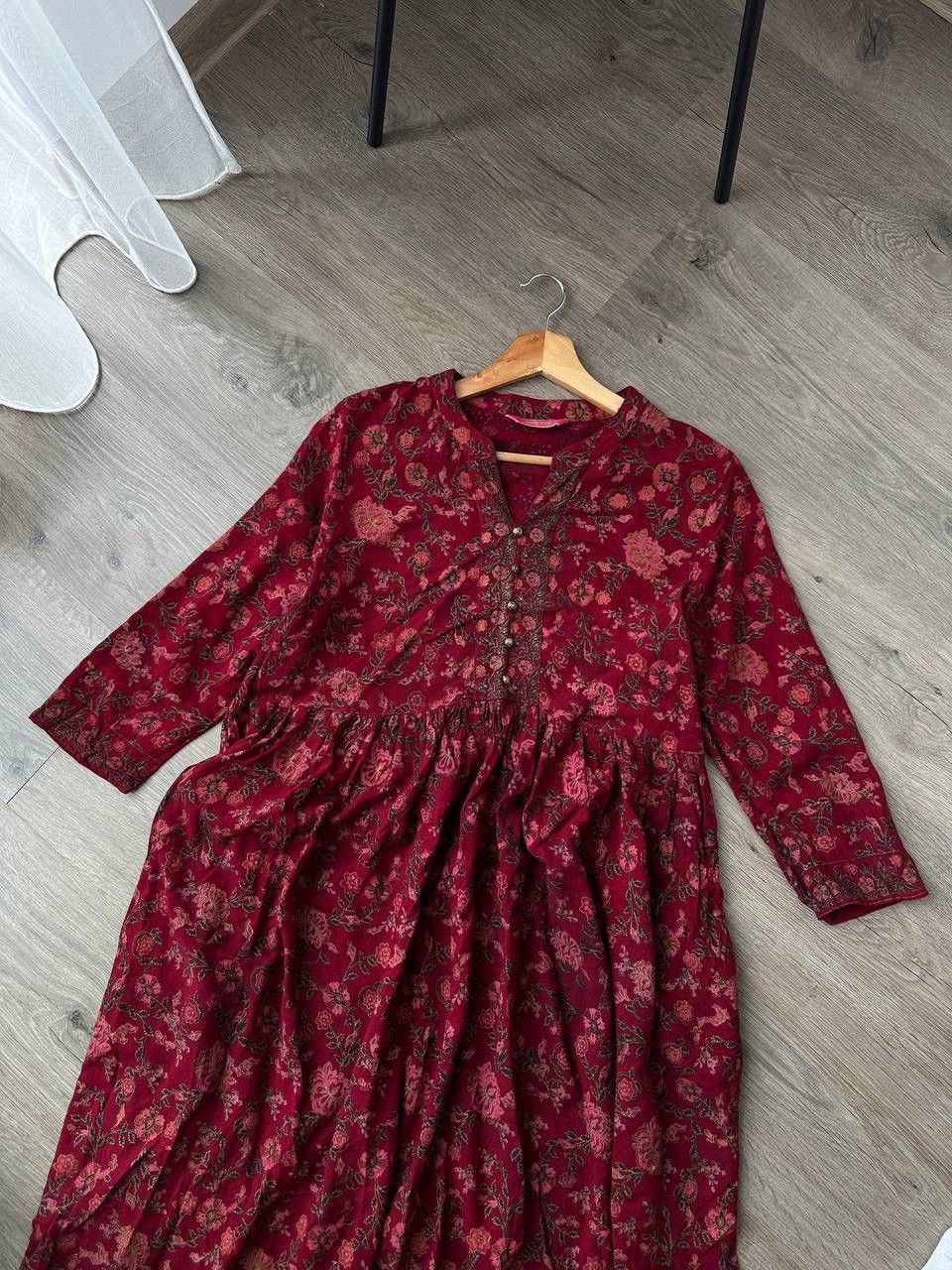 Japanese Brand × Vintage Vintage Japanese Red Flowers Rare Indian women's long Dress Size L / US 10 / IT 46 - 5 Thumbnail