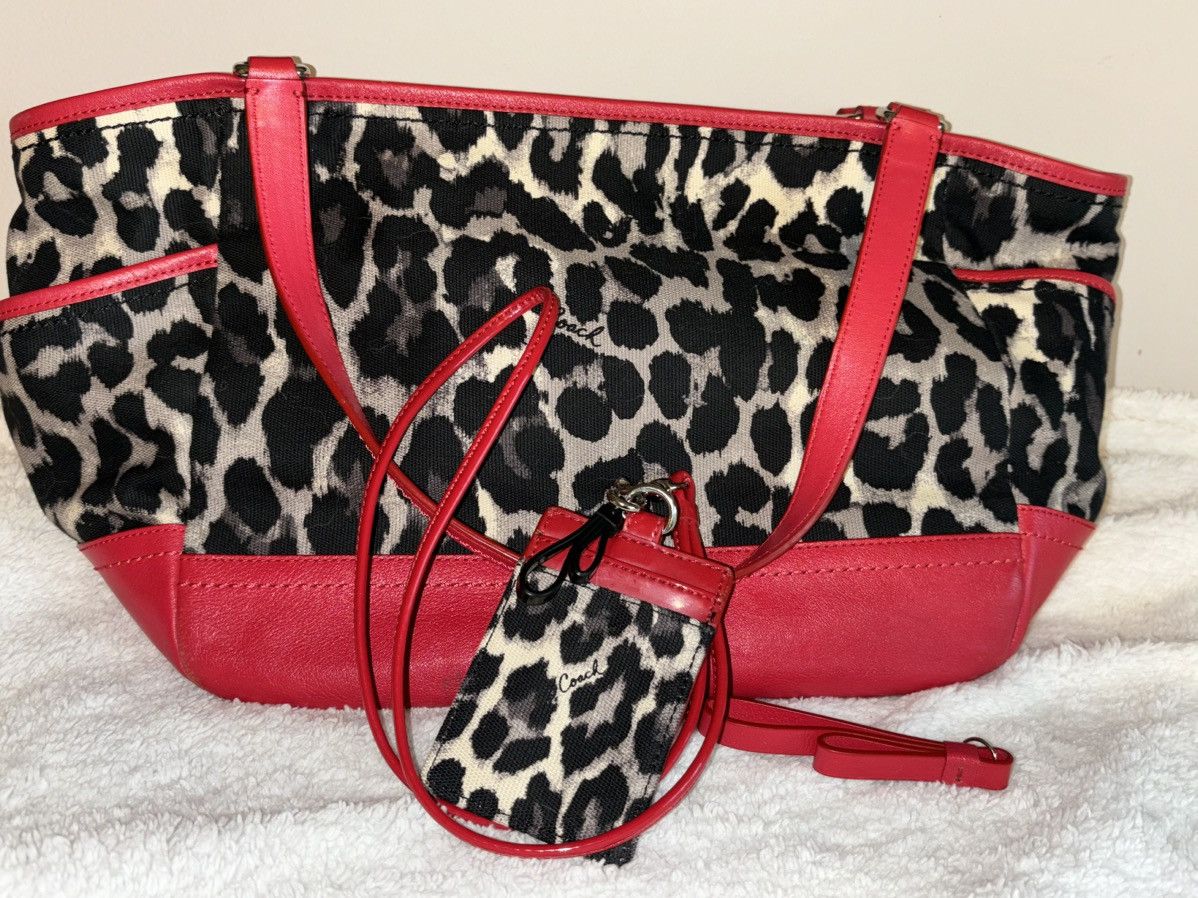 image of Coach Park Ocelot Print Carrie Tote, Women's