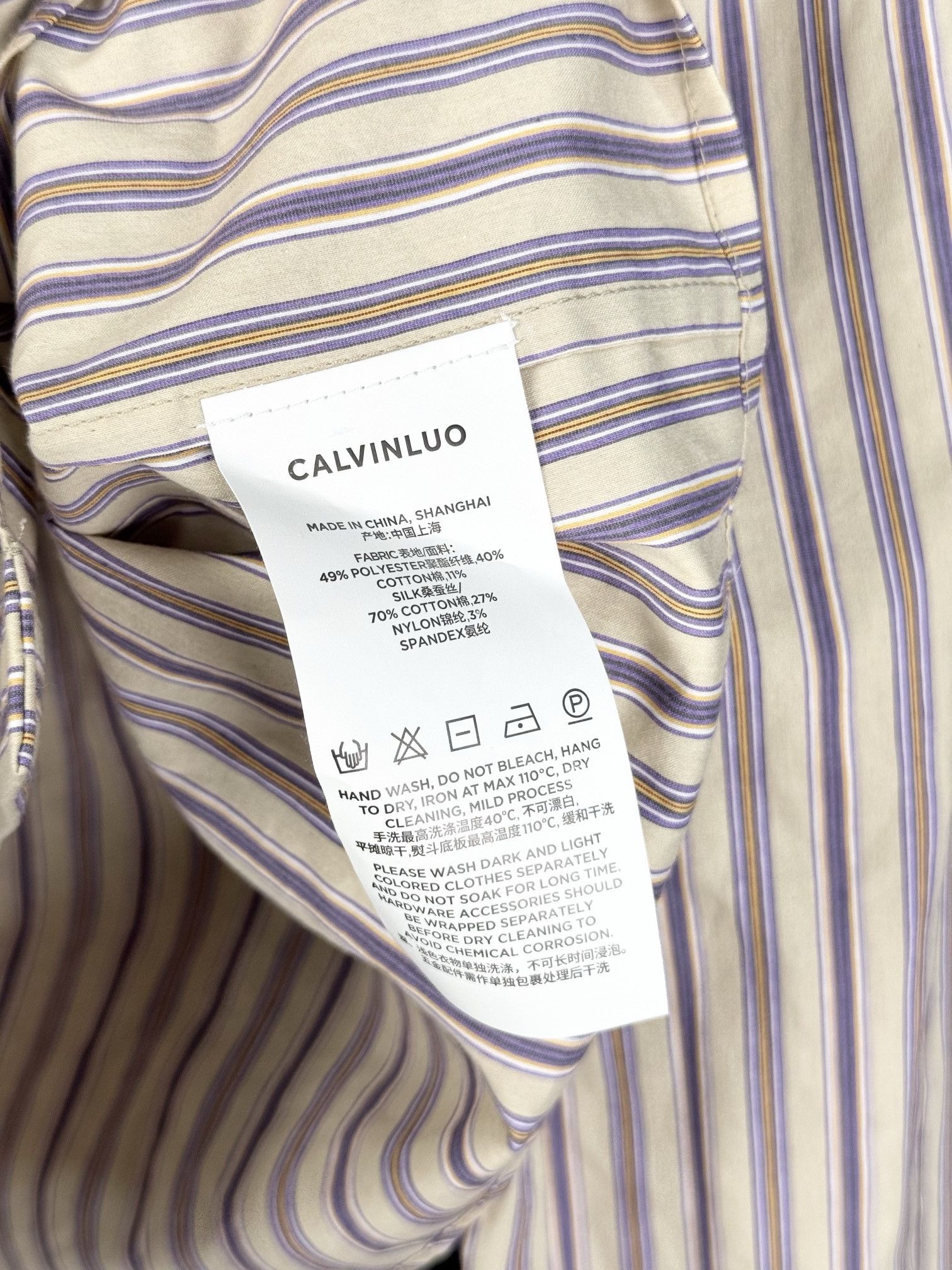 Designer UNWORN* Cut-off Cleric Stripe Button-up Shirt | CALVINLUO Size ONE SIZE - 10 Thumbnail