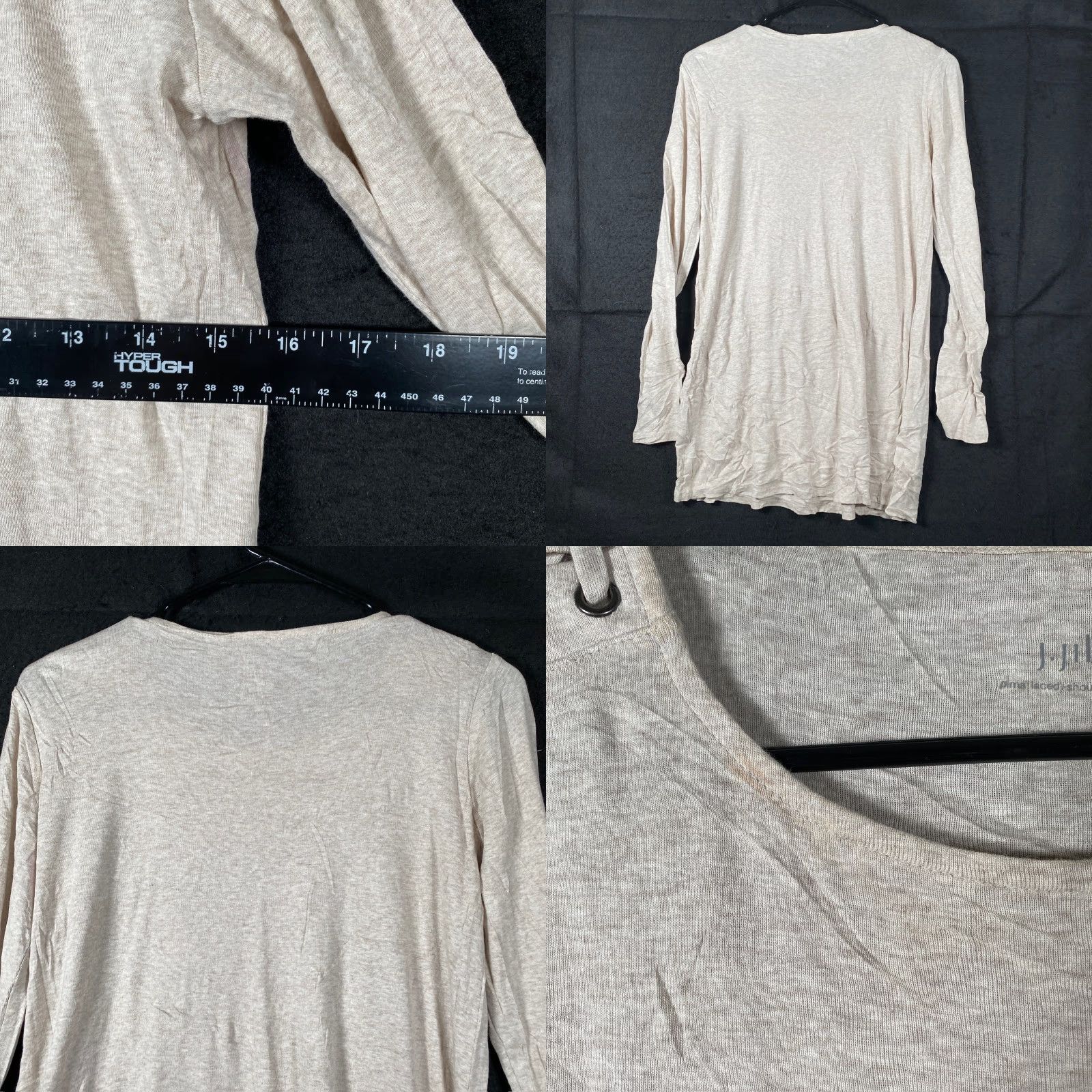 J. Jill VINTAGE J. Jill Womens Shirt Tunic XS Oatmeal 100% Pima Cotton Long Sleeve Crew Neck Casual Workwear Size XS / US 0-2 / IT 36-38 - 8 Thumbnail