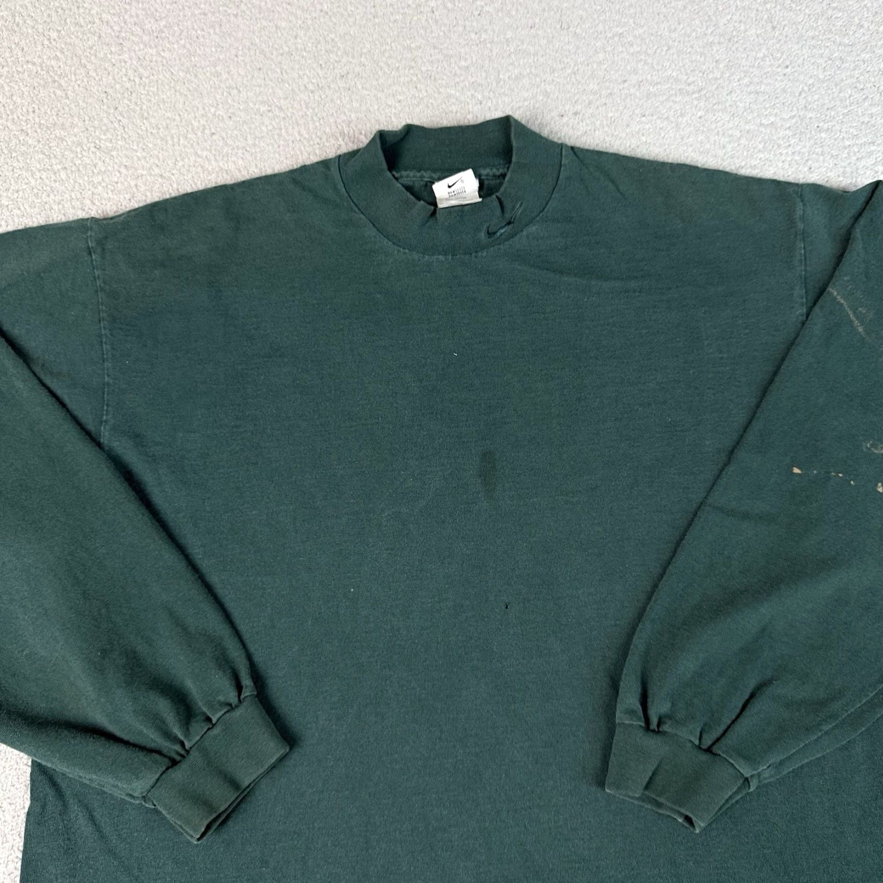 Nike VINTAGE Nike Shirt Adult XL Green Swoosh Logo Distressed Y2K Mock Neck 90s Rare Mens Size US XL / EU 56 / 4 - 2 Thumbnail