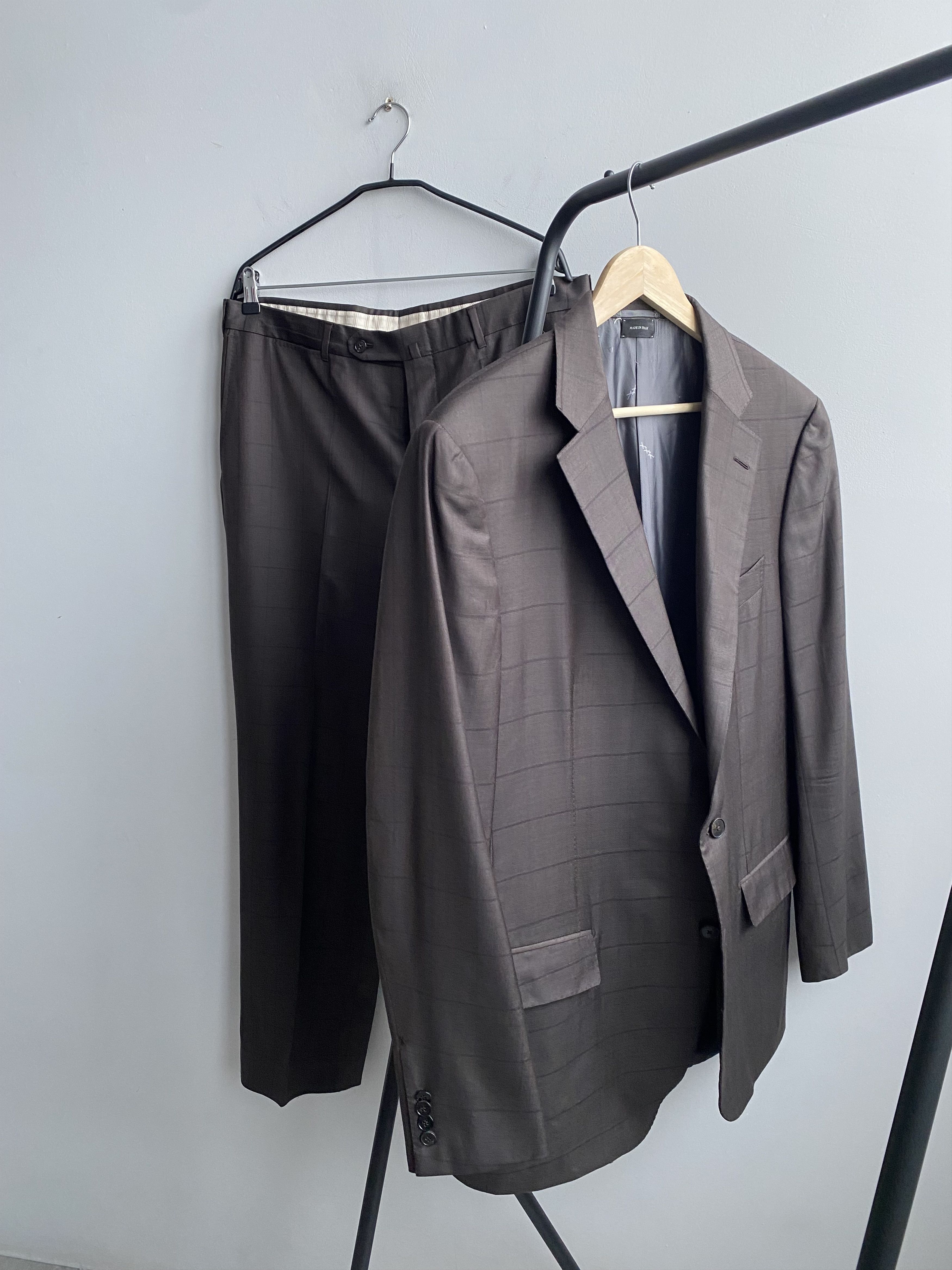 Ermenegildo Zegna Ermenegildo Zegna Couture Checked Wool and Silk Brown 56R Size 54R - 3 Thumbnail