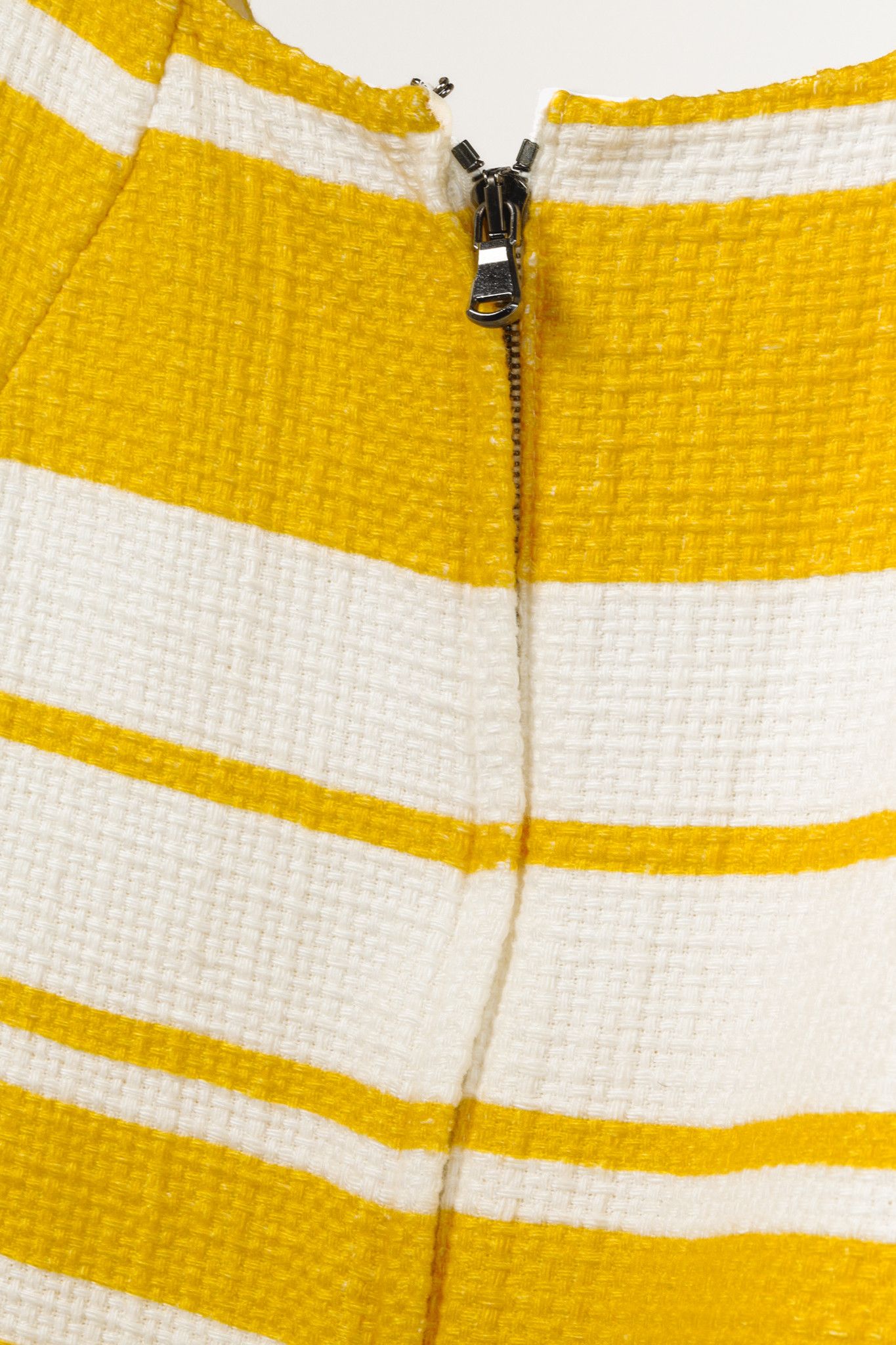 Dolce & Gabbana Dolce & Gabbana Yellow and White Striped Jacquard Mini Dress Size M / US 6-8 / IT 42-44 - 7 Thumbnail