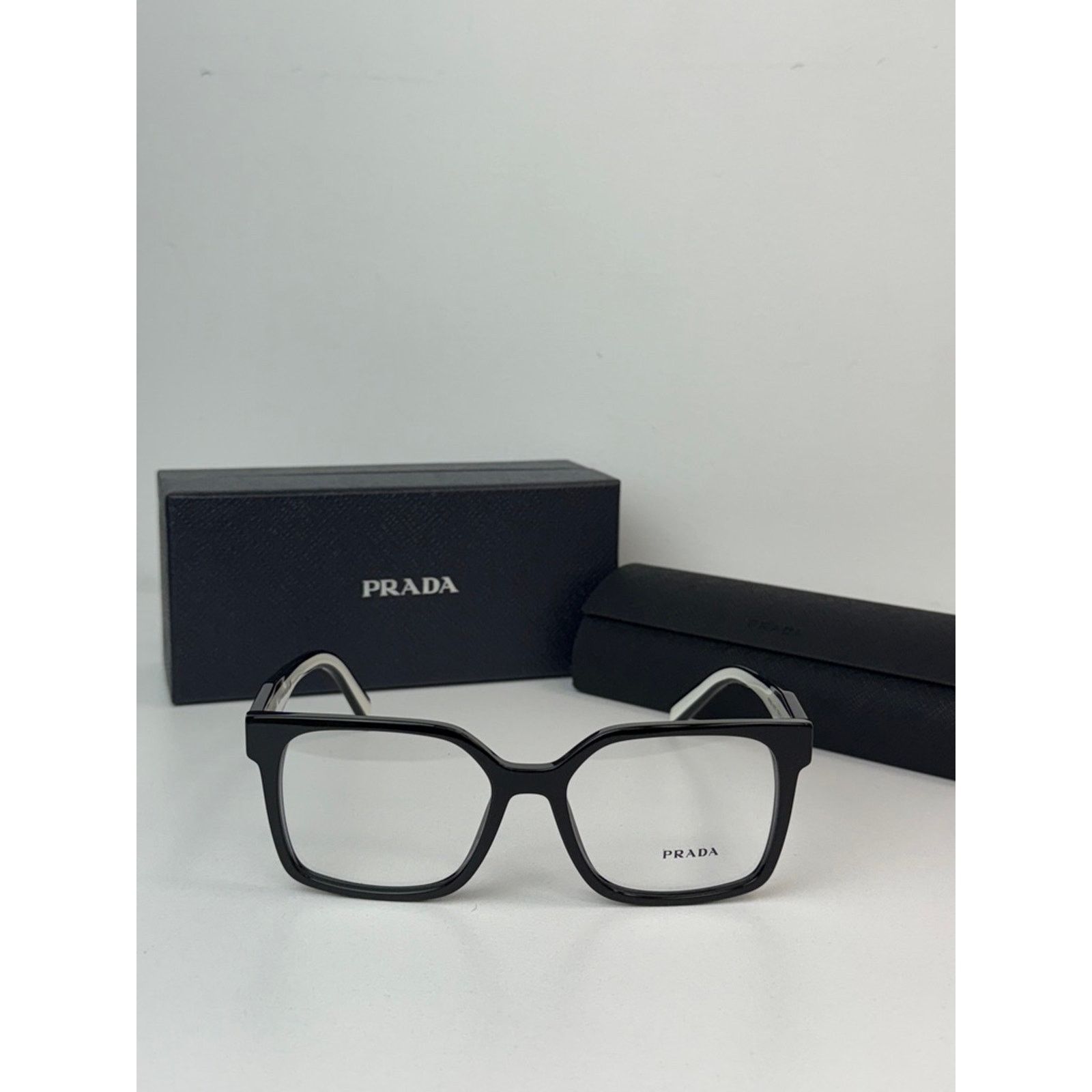 Prada NEW Prada PR B03V Black White Square Eyeglasses Frames Size ONE SIZE - 2 Thumbnail