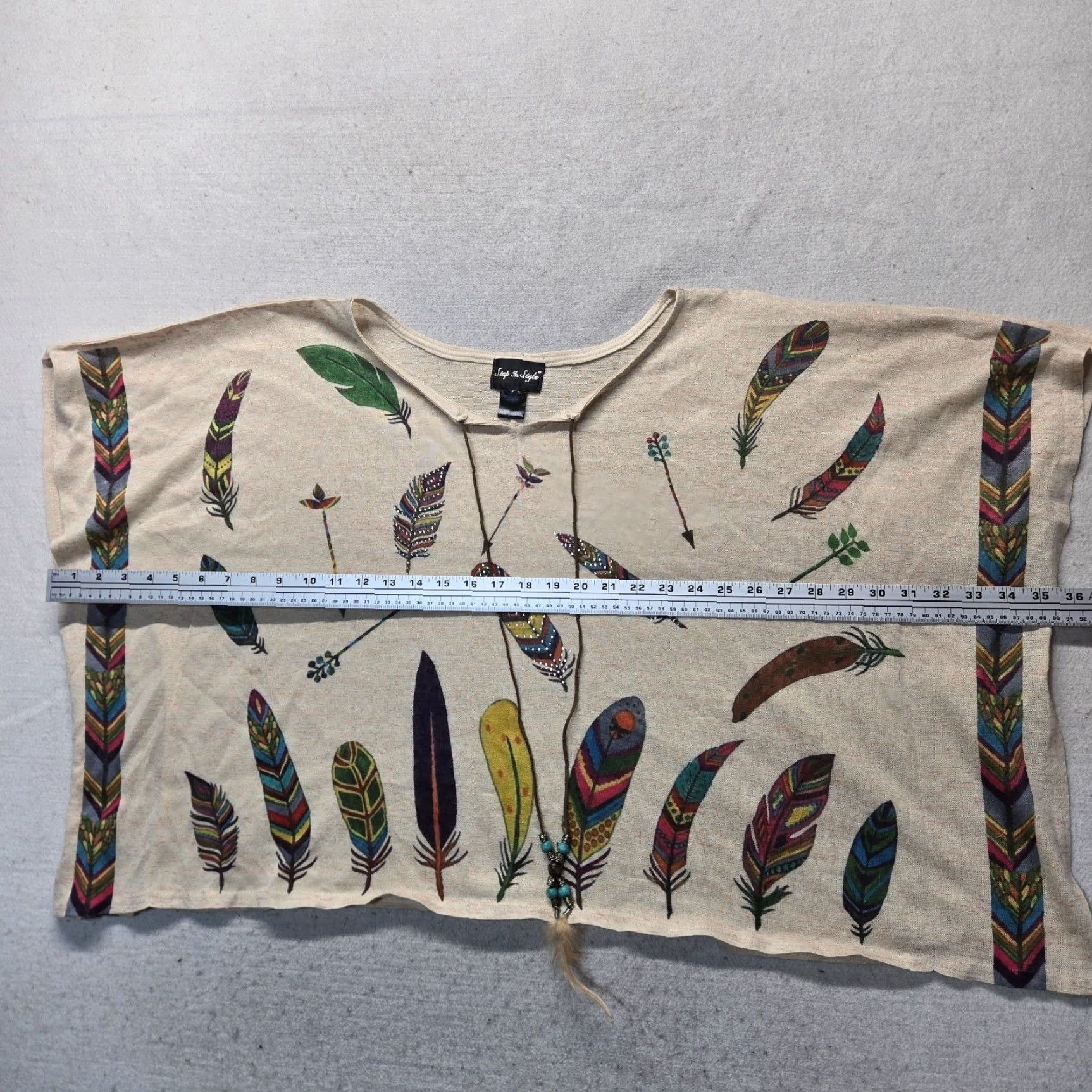 Vintage VINTAGE Step In Style Tank Top Sleeveless Shaw Cover Shirt Adult Women One Size Beige Feather 90s Women's Size ONE SIZE - 7 Thumbnail