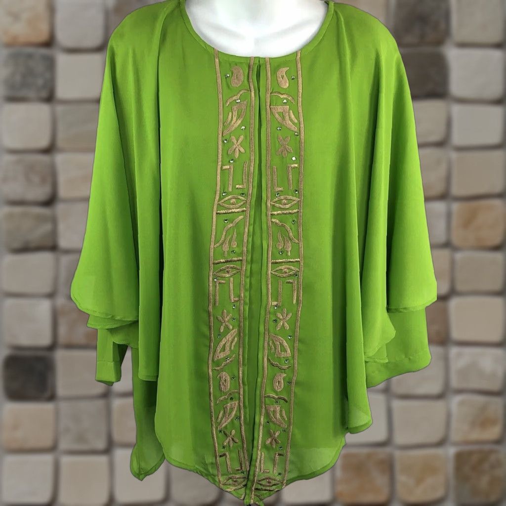 Vintage **Anthony Mark Hankins Green S Poncho Swing Top Blouse Formal** User: **Anthony Mark Hankins Green S Poncho Swing Top Blouse Formal** Size S / US 4 / IT 40 - 1 Thumbnail