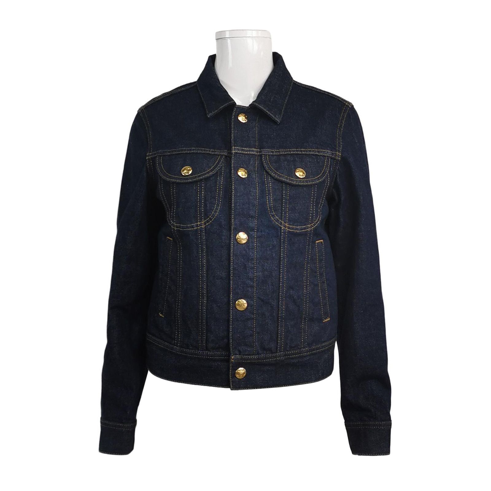 Celine Celine Rigid Indigo Denim Trucker Jacket Size S Size S / US 4 / IT 40 - 1 Thumbnail