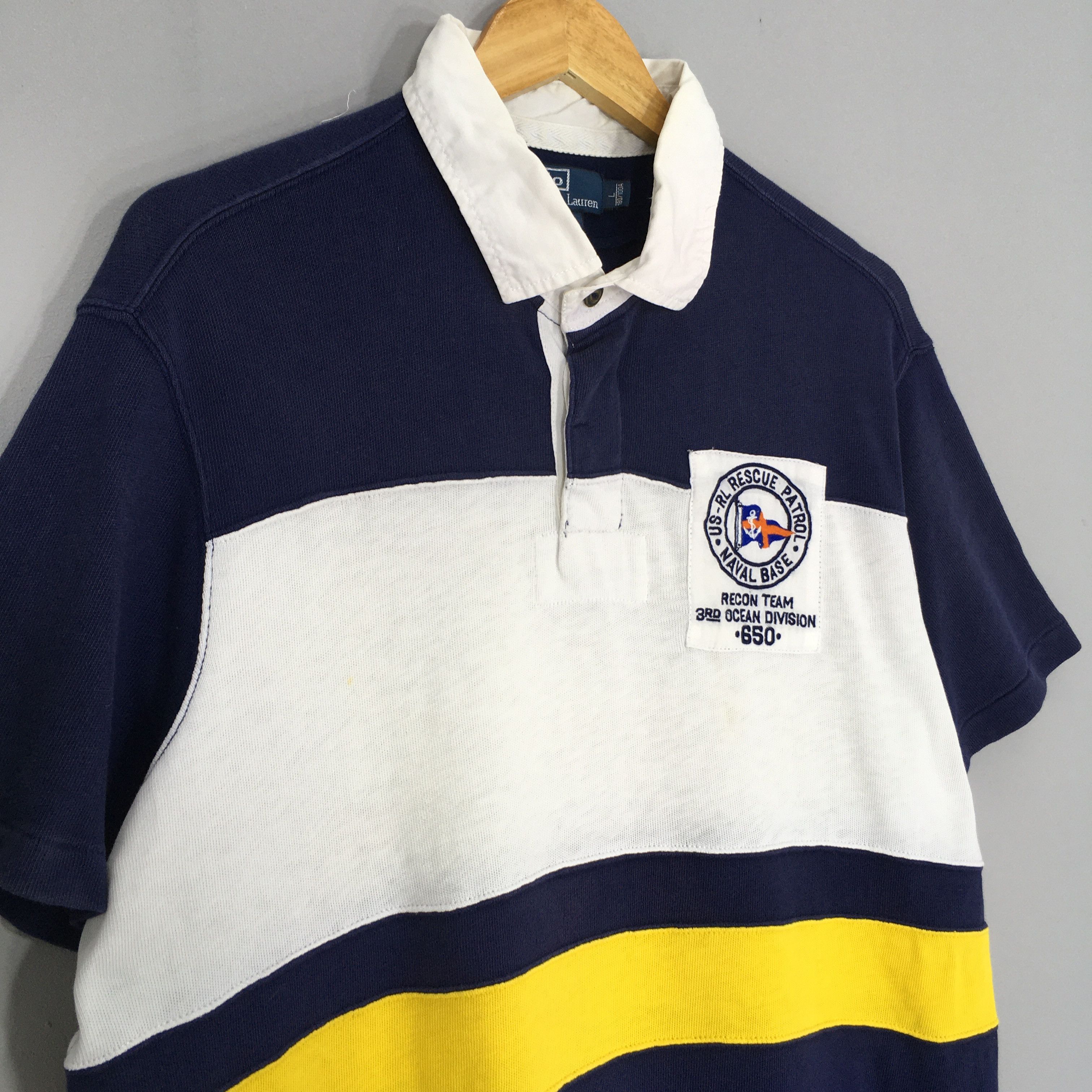 Polo Ralph Lauren Vintage Polo Ralph Lauren Naval Base Rugby Shirt Large Size US L / EU 52-54 / 3 - 3 Thumbnail
