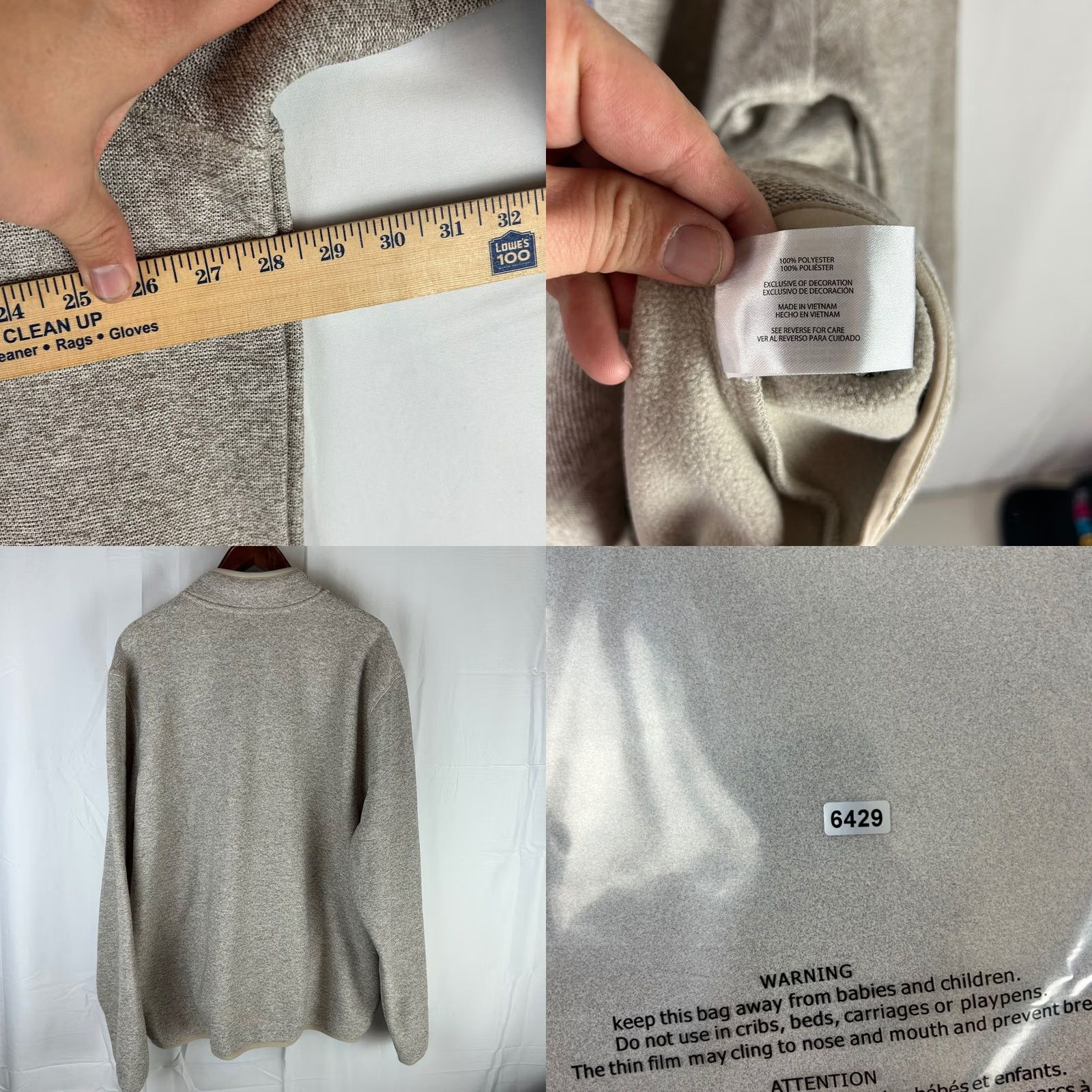 Eddie Bauer VINTAGE Eddie Bauer Mens XXL Sweater Fleece Pullover Snap Neck Chest Pocket Tan Size US XXL / EU 58 / 5 - 9 Thumbnail