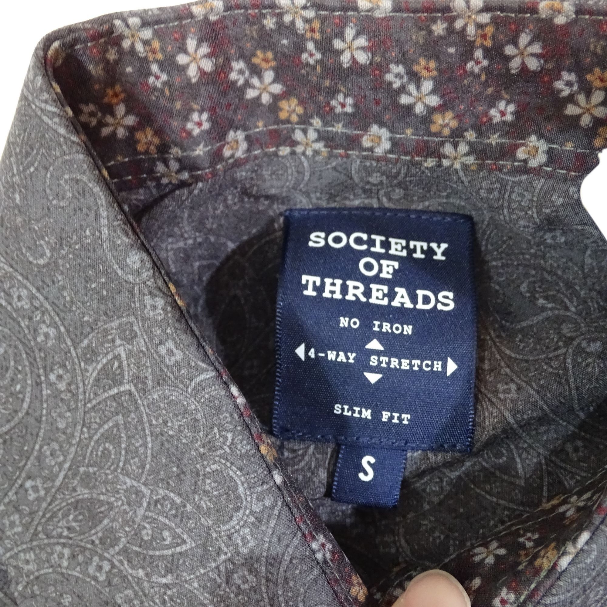 Other Society Of Threads Slim Grey Paisley Shirt Size S Stretch Size US S / EU 44-46 / 1 - 8 Thumbnail