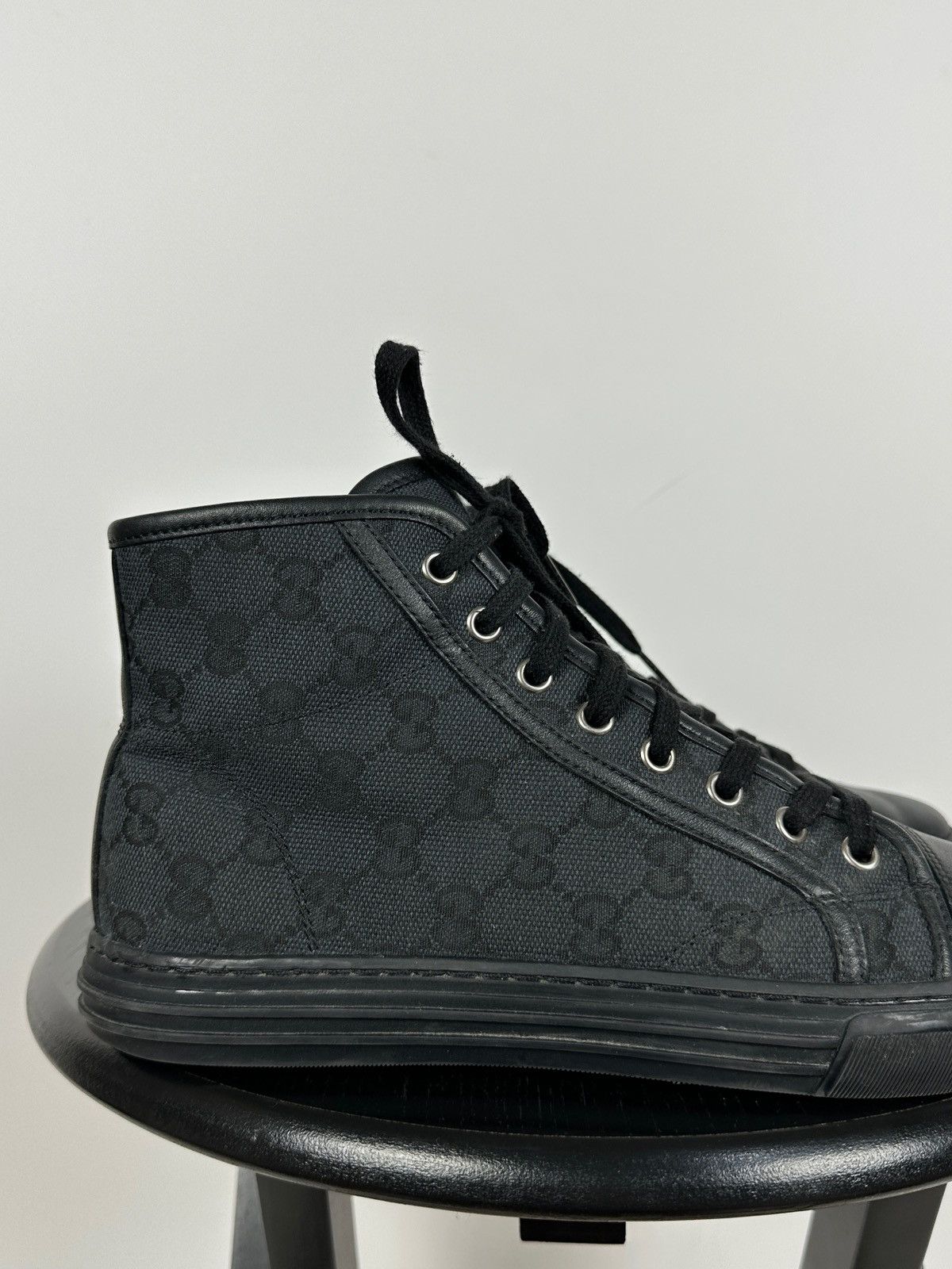 Gucci Gucci 426188 GG Leather/Canvas Monogram High Top Sneaker Size US 5.5 / EU 38 - 13 Thumbnail