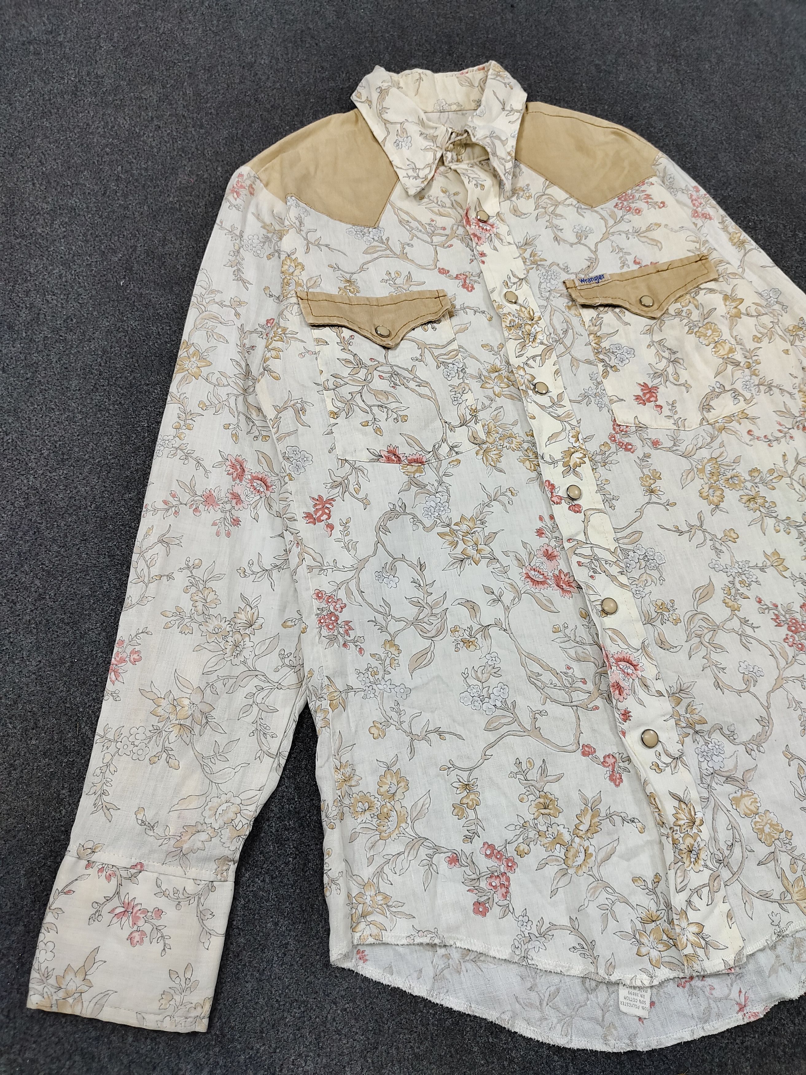 Wrangler 70s Wrangler Permanent Press Floral Western Snap Button Shir Size M / US 6-8 / IT 42-44 - 5 Thumbnail